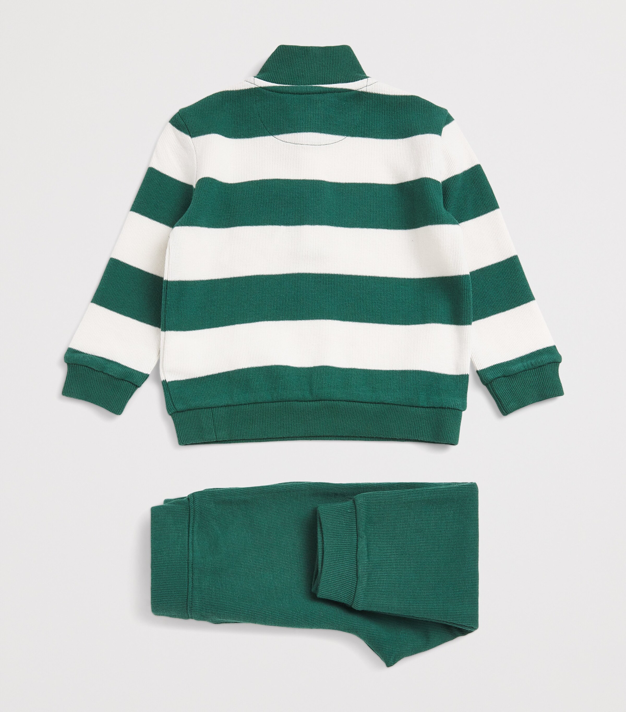 Ralph Lauren Kids Stripe Polo Sweater and Trousers Set (3-24 Months) Green Mu Image 2