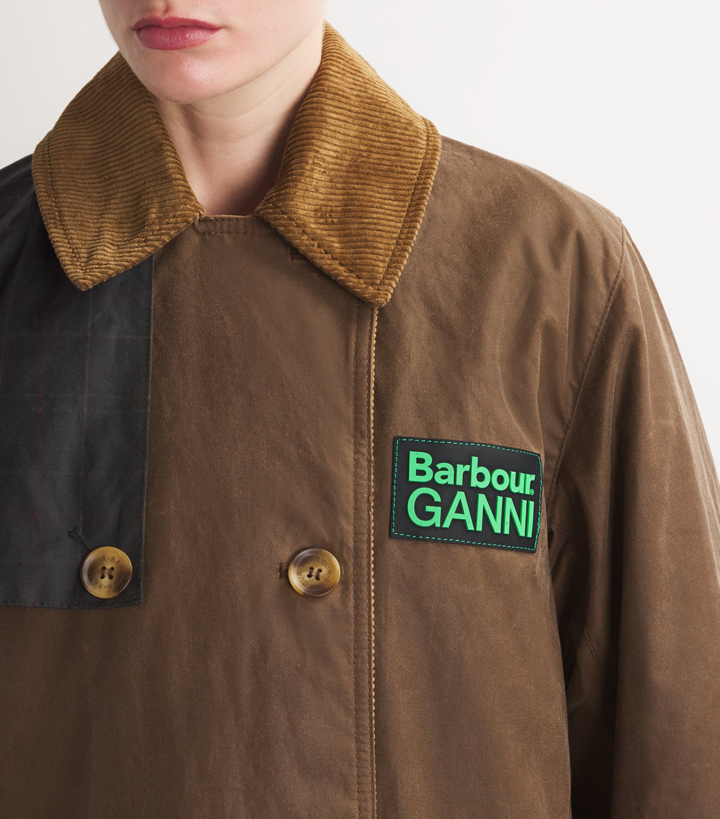 Barbour Womens x GANNI Waxed Trench Coat Bark/classic Image 6
