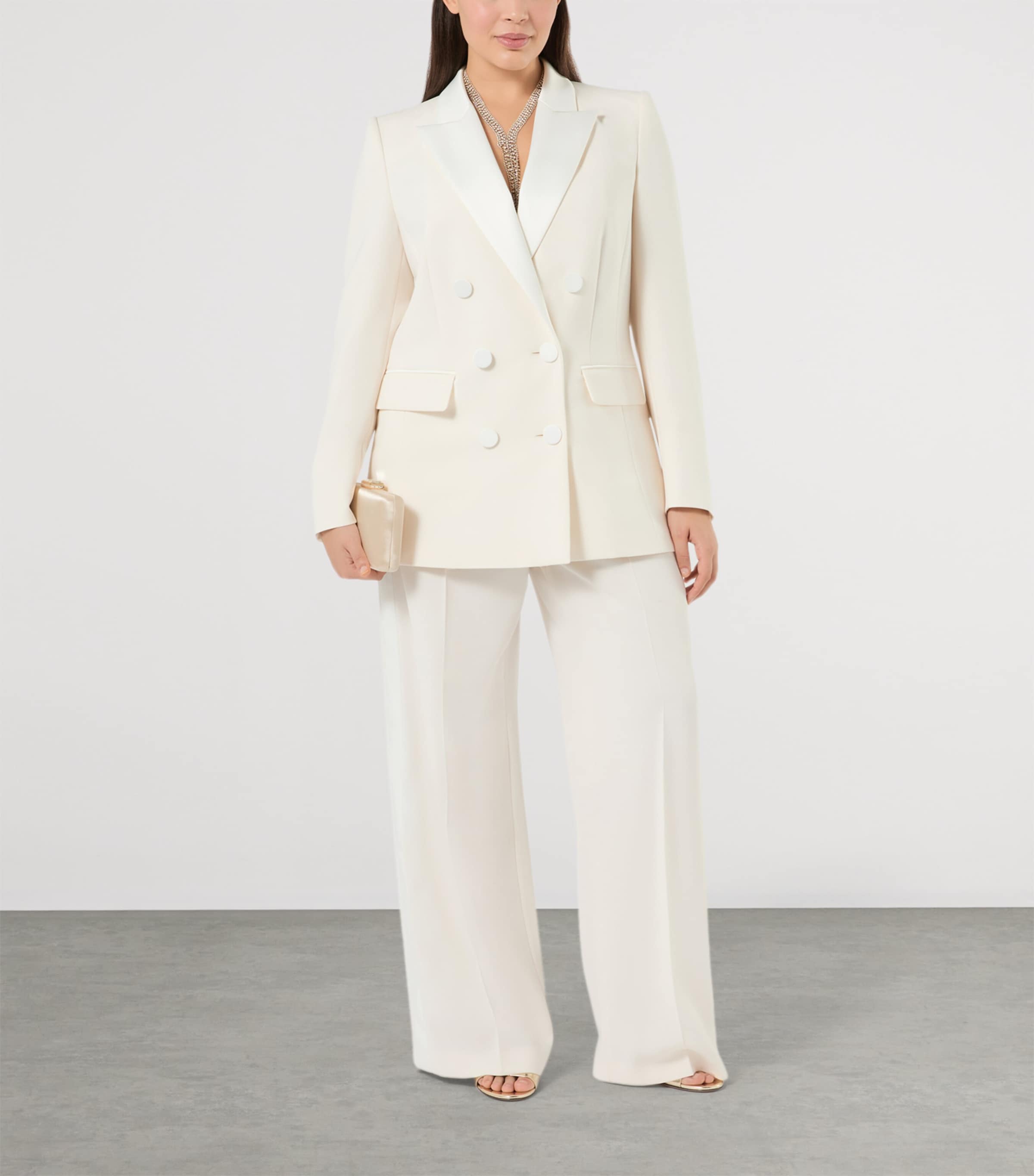 Marina Rinaldi Womens Double-Breasted Blazer Ivory Image 2
