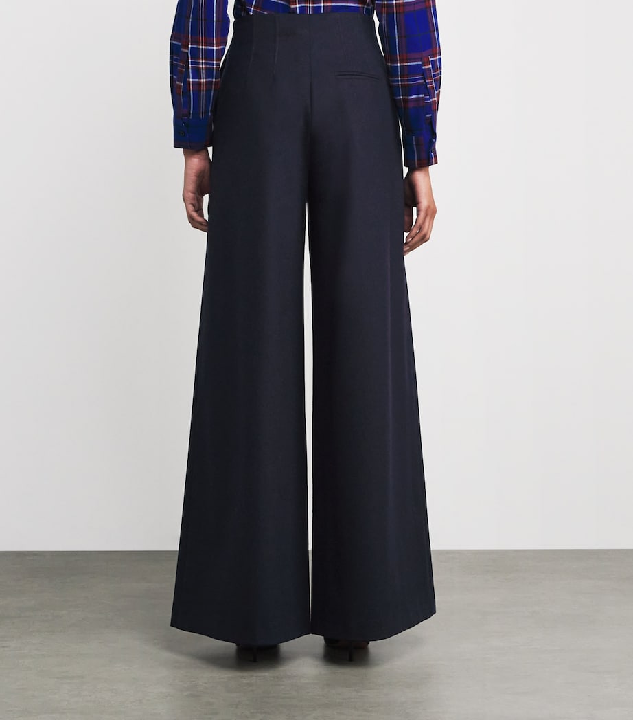 Wool-Blend Wide-Leg Trousers NAVY Image 4