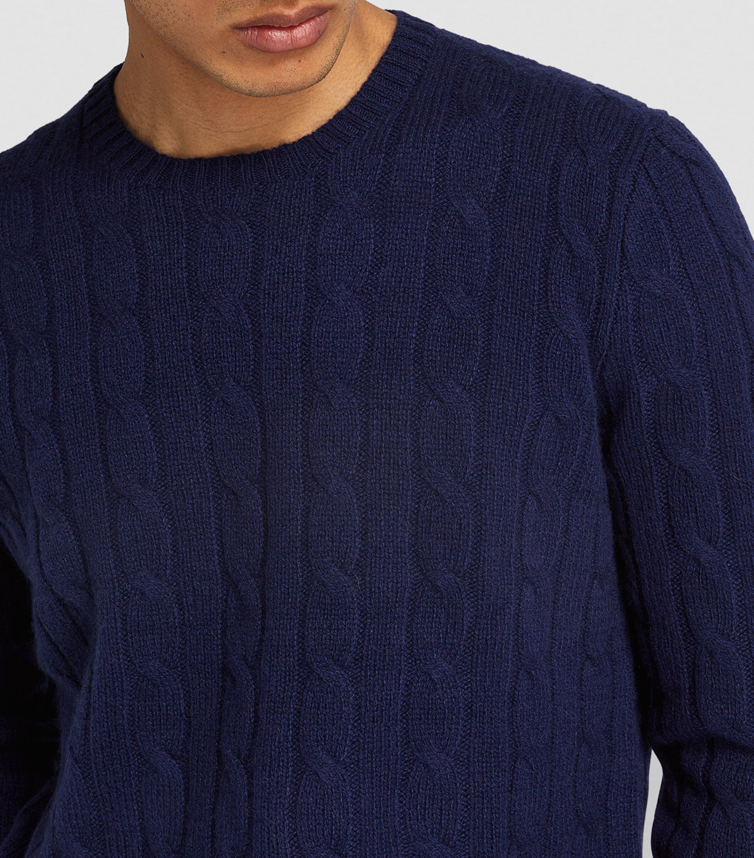 Polo Ralph Lauren Mens Cashmere Cable-Knit Sweater Blue Image 6