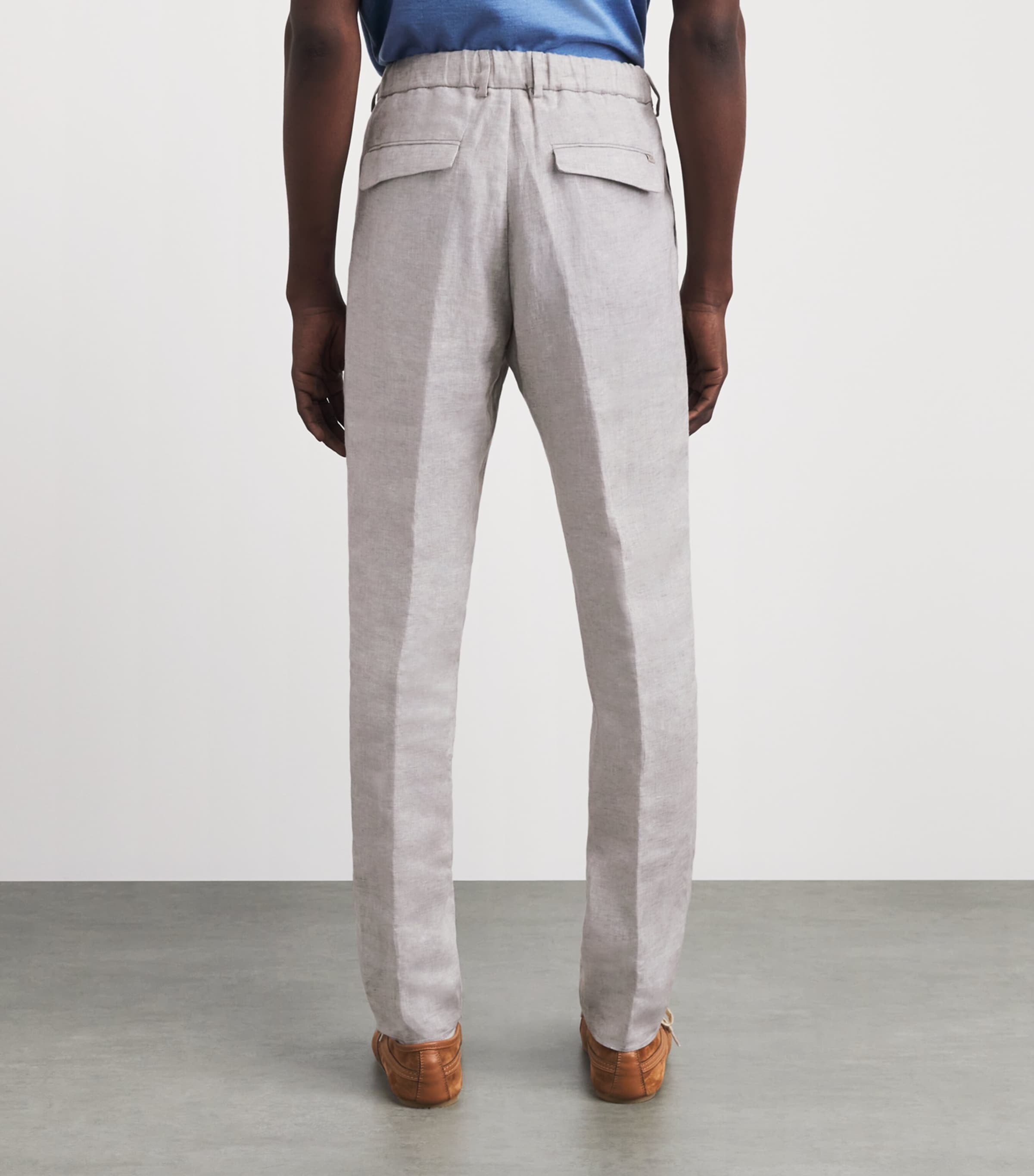 Paul & Shark Mens Linen Chino Trousers Medium Grey Image 5
