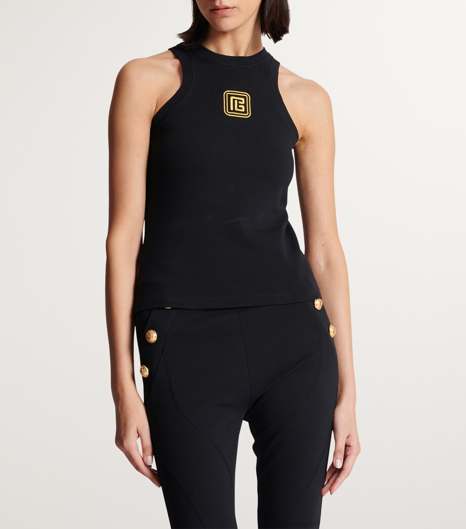 Embroidered-Monogram Tank Top EAD NOIR/OR Image 5