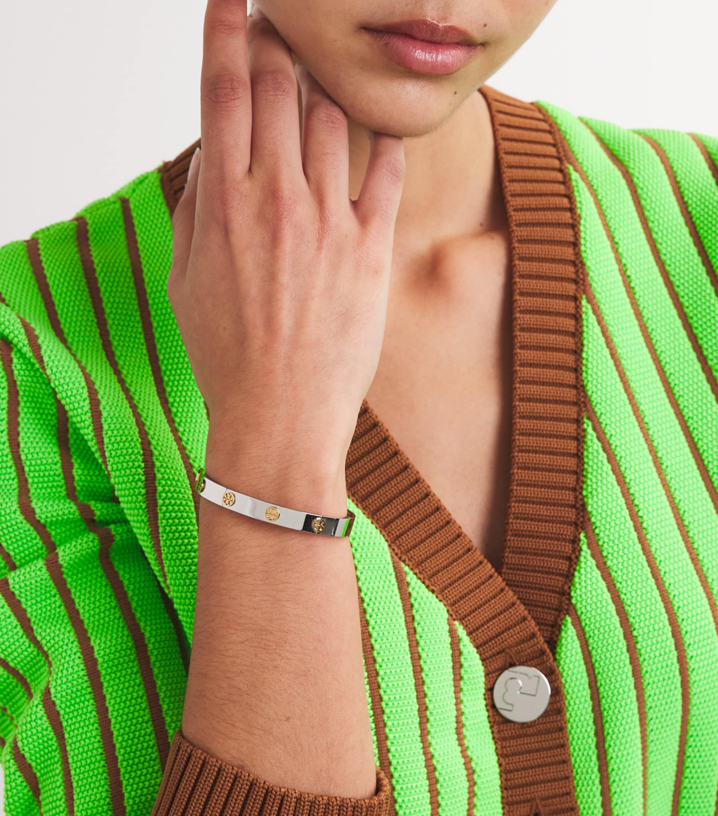 Miller Stud Hinge Bangle TORY SLVR / TORY GLD Image 2