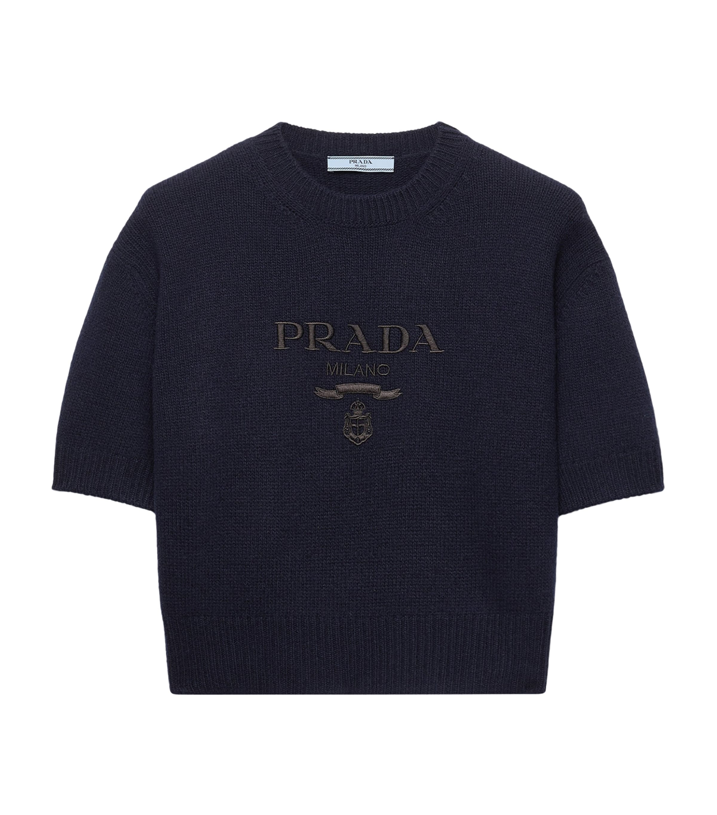 Prada Womens Wool-Cashmere Logo Sweater Image 1