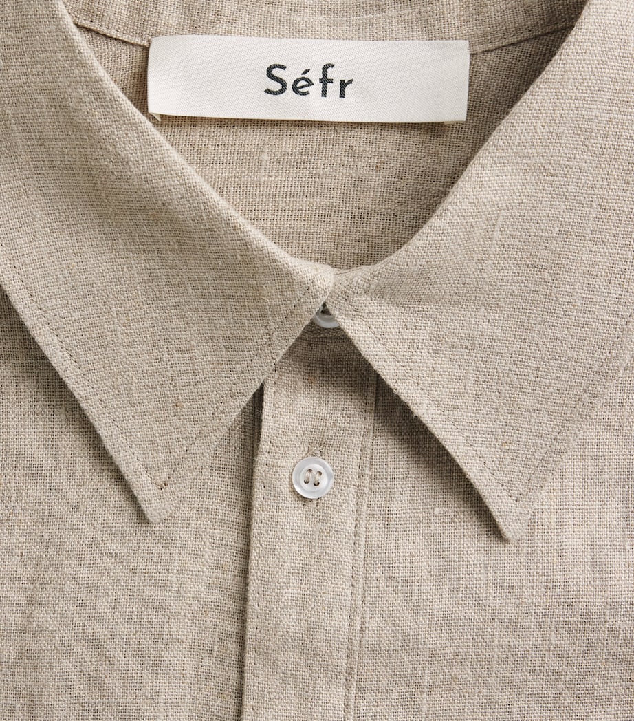 Séfr Mens Linen Dao Short-Sleeve Shirt Beige Concrete Linen Image 6