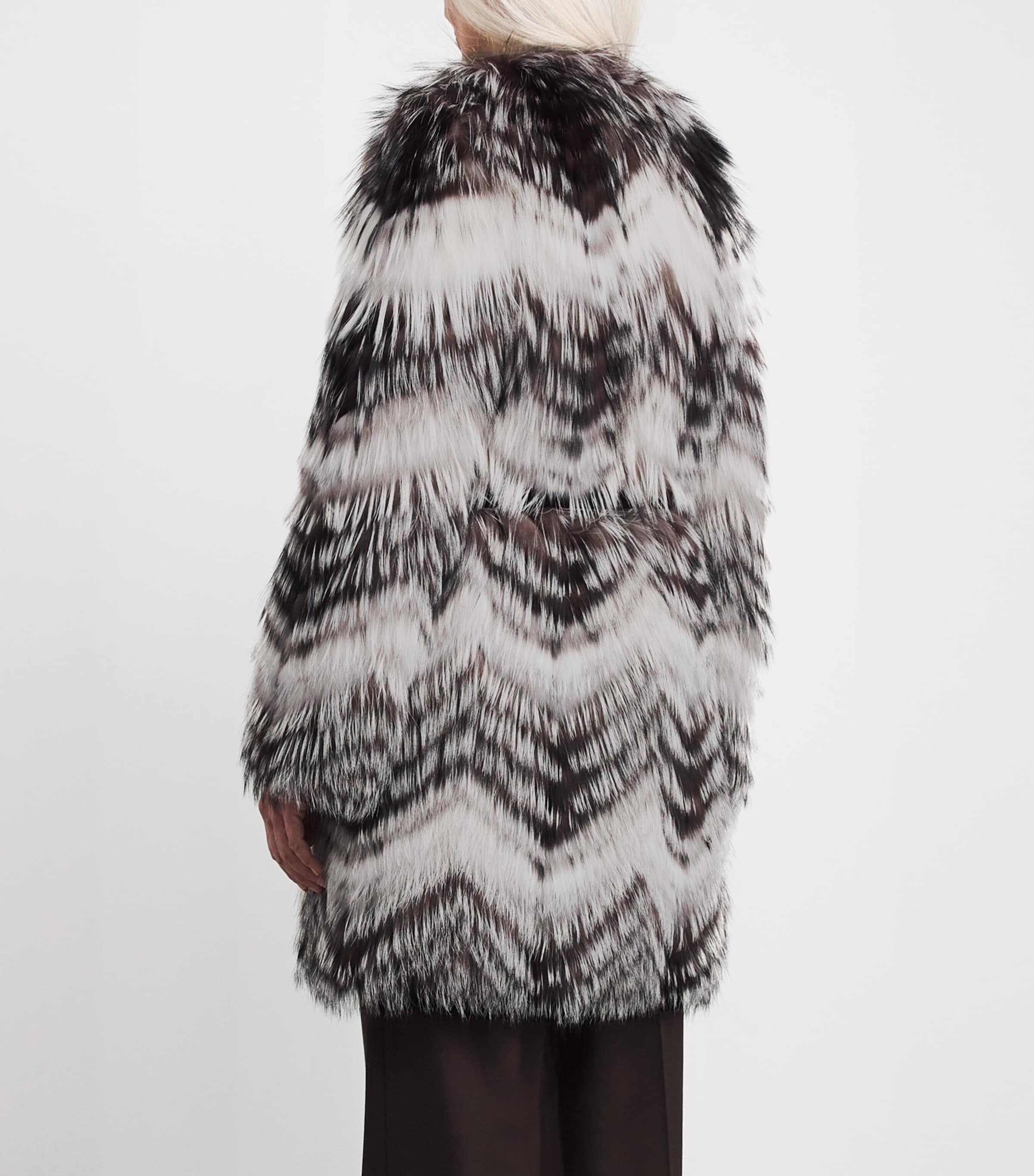 Fox Fur-Wool Belted Coat B3241 Image 4