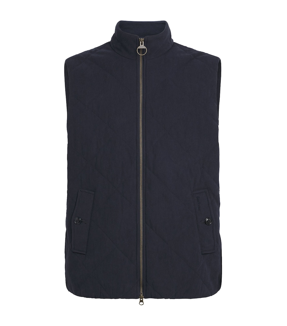 Barbour Mens Quilted Corden Gilet Dark Navy Image 1