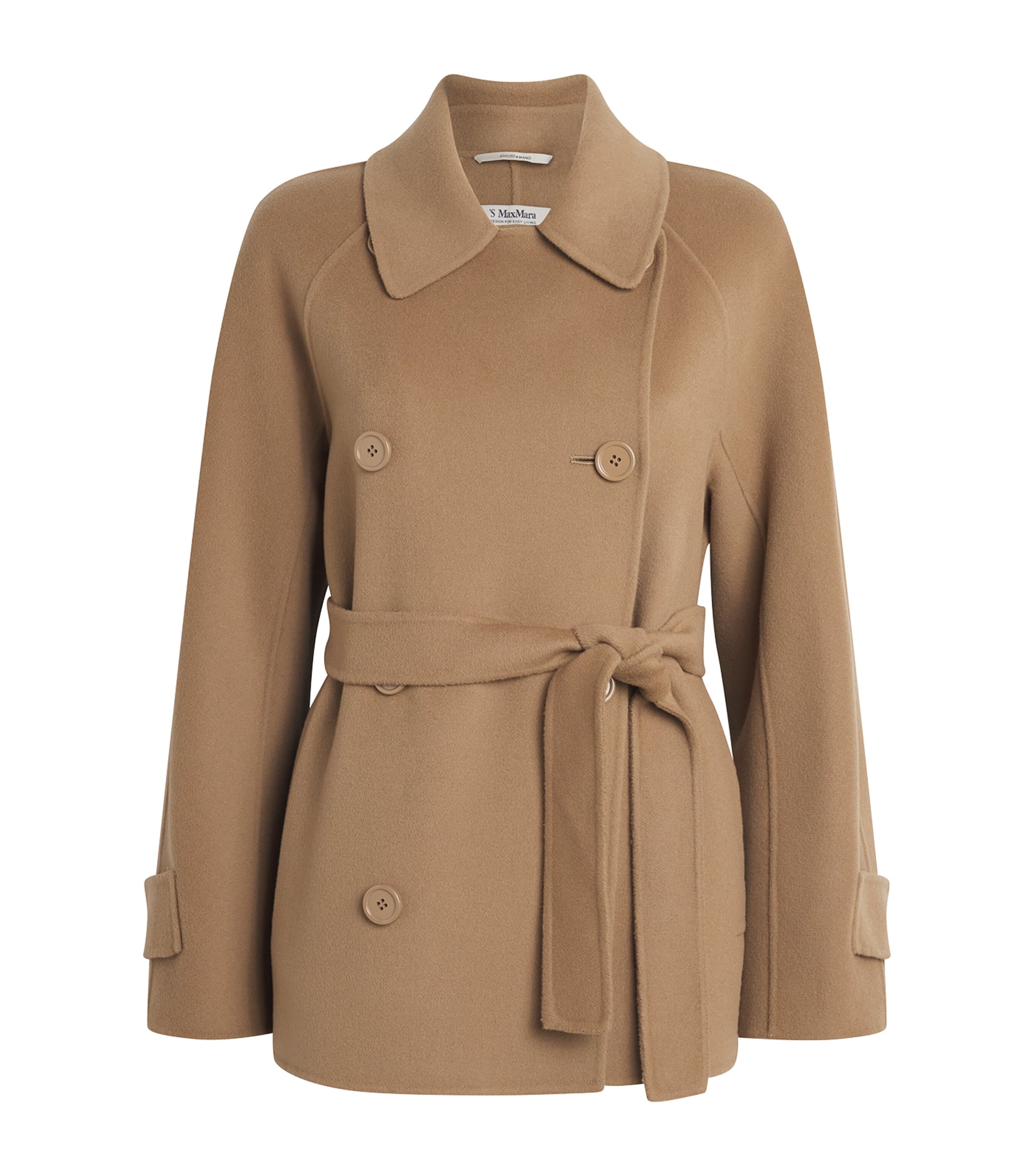 Max Mara Wool Short Trench Coat In Beige