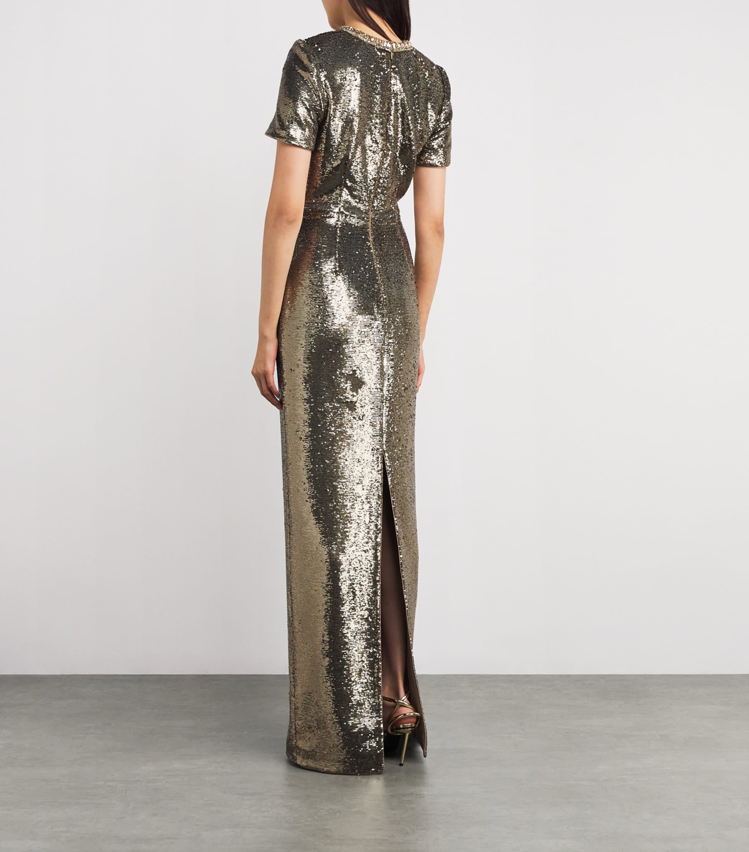 Sequin Crystal-Embellished Gown GOLD Image 3