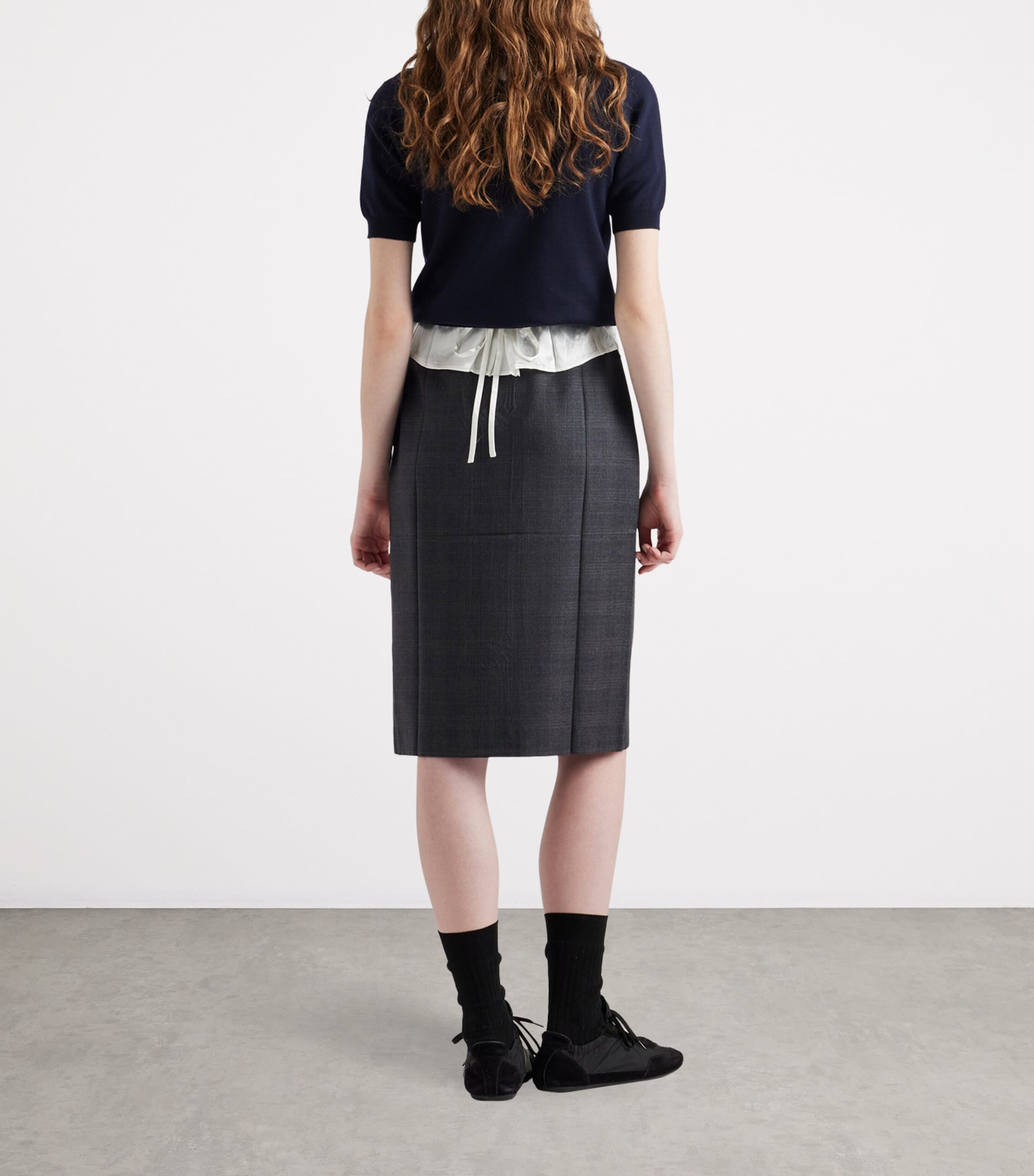 Wool Check Midi Skirt F0308 Image 5