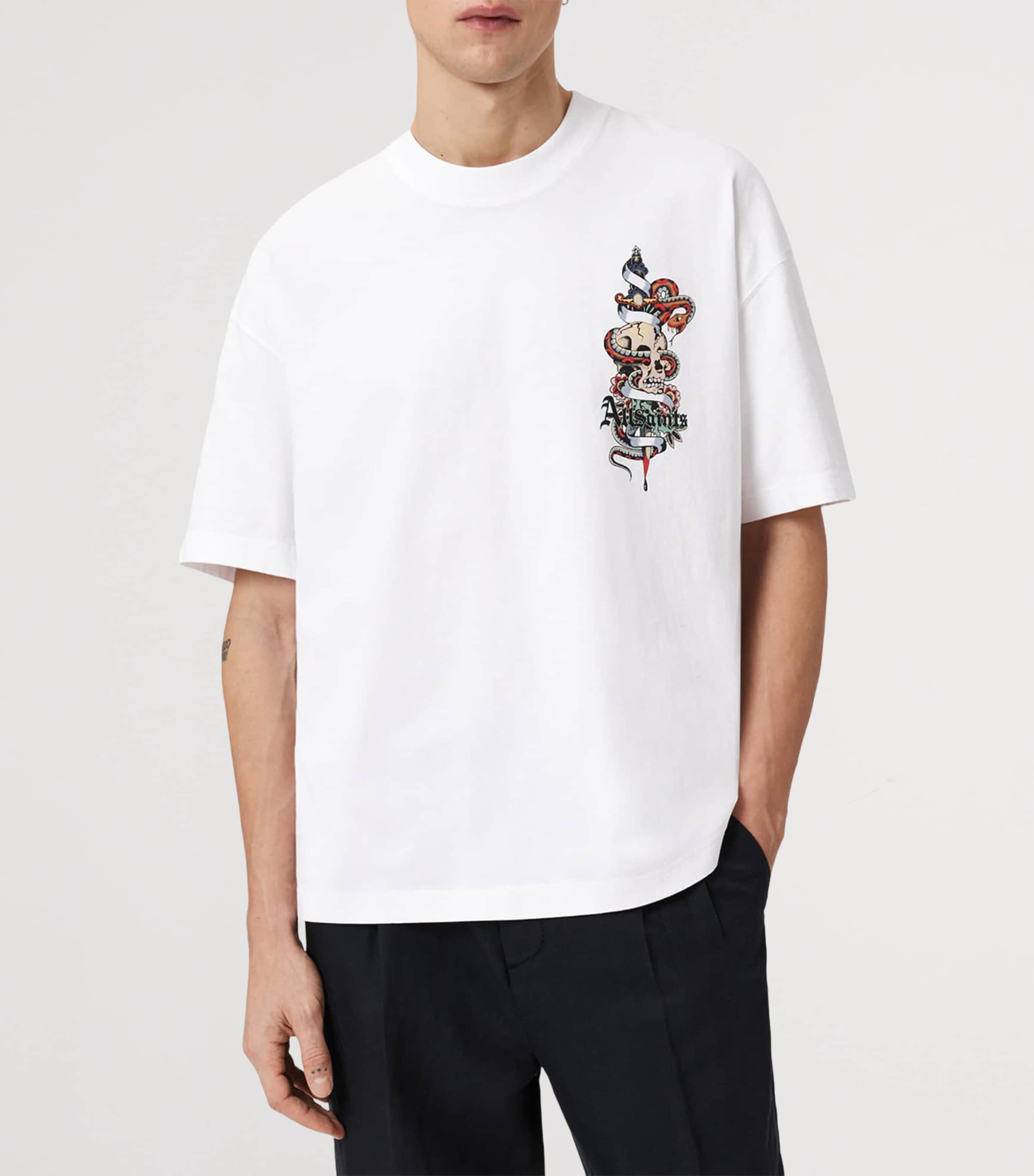 AllSaints Mens Organic Cotton Blade T-Shirt Optic White Image 3