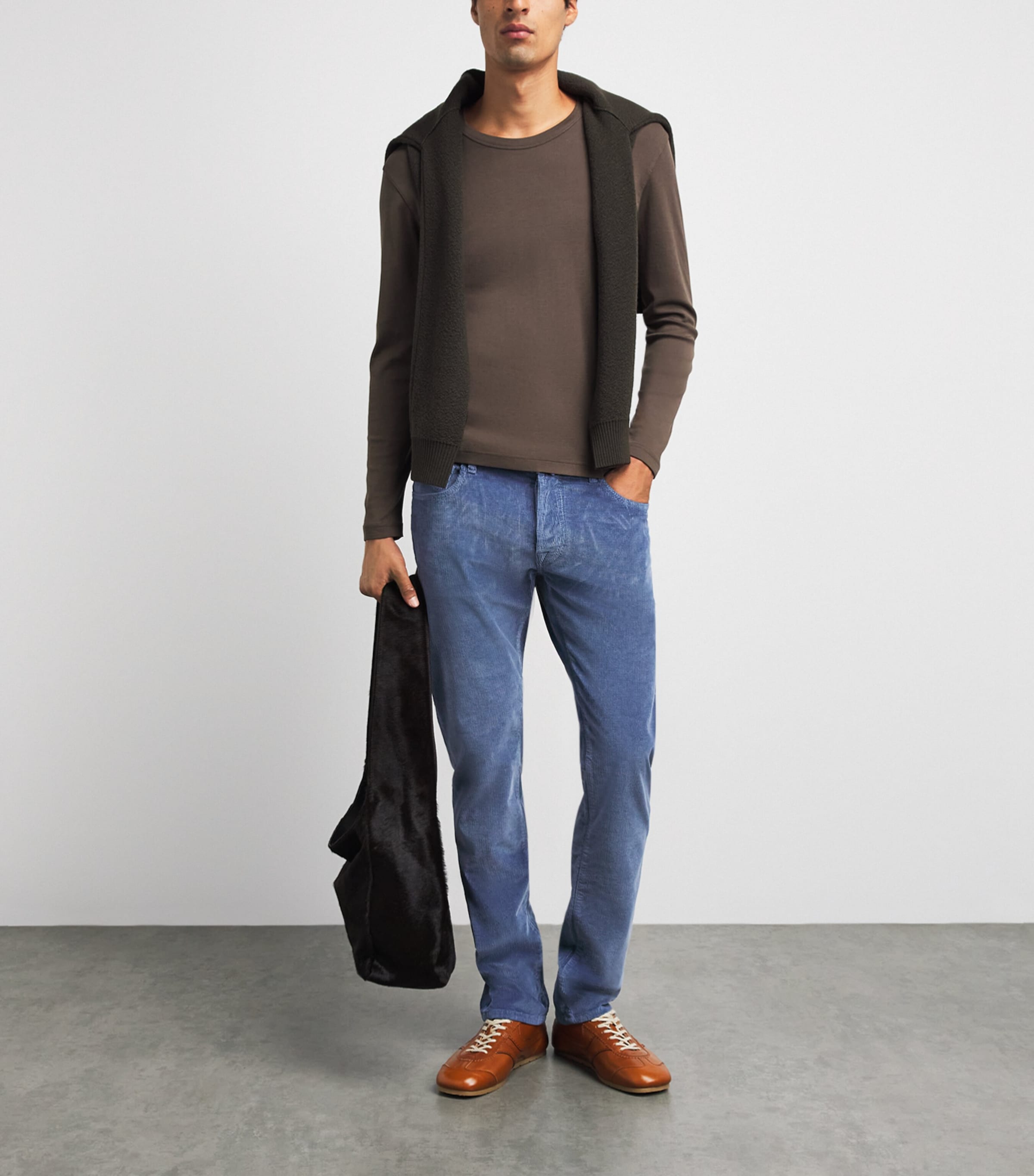 Jacob Cohën Mens Corduroy Bard Slim-Fit Chinos Blue Image 2