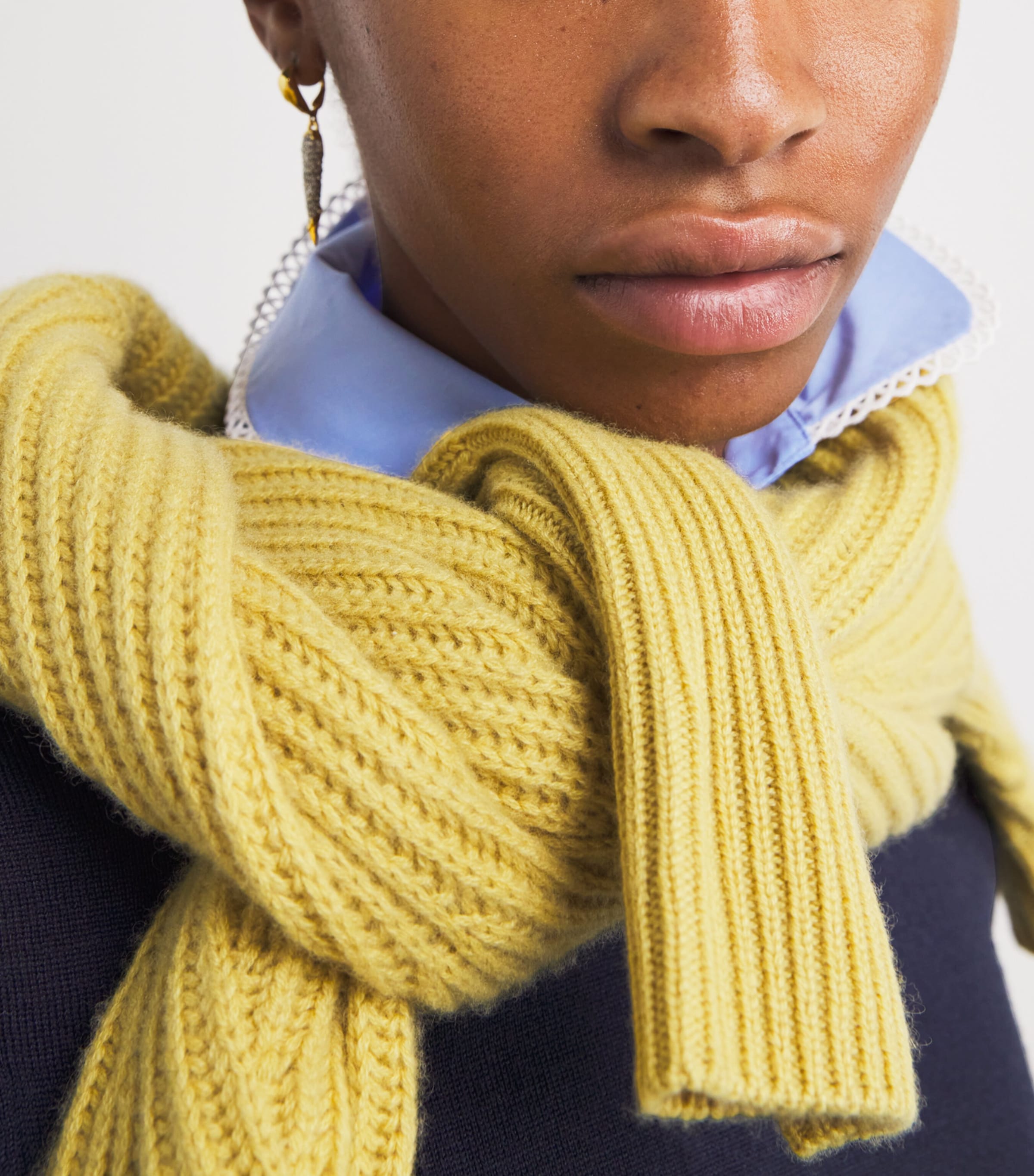 Wool-Blend Lace Collar Sweater NAVY Image 7