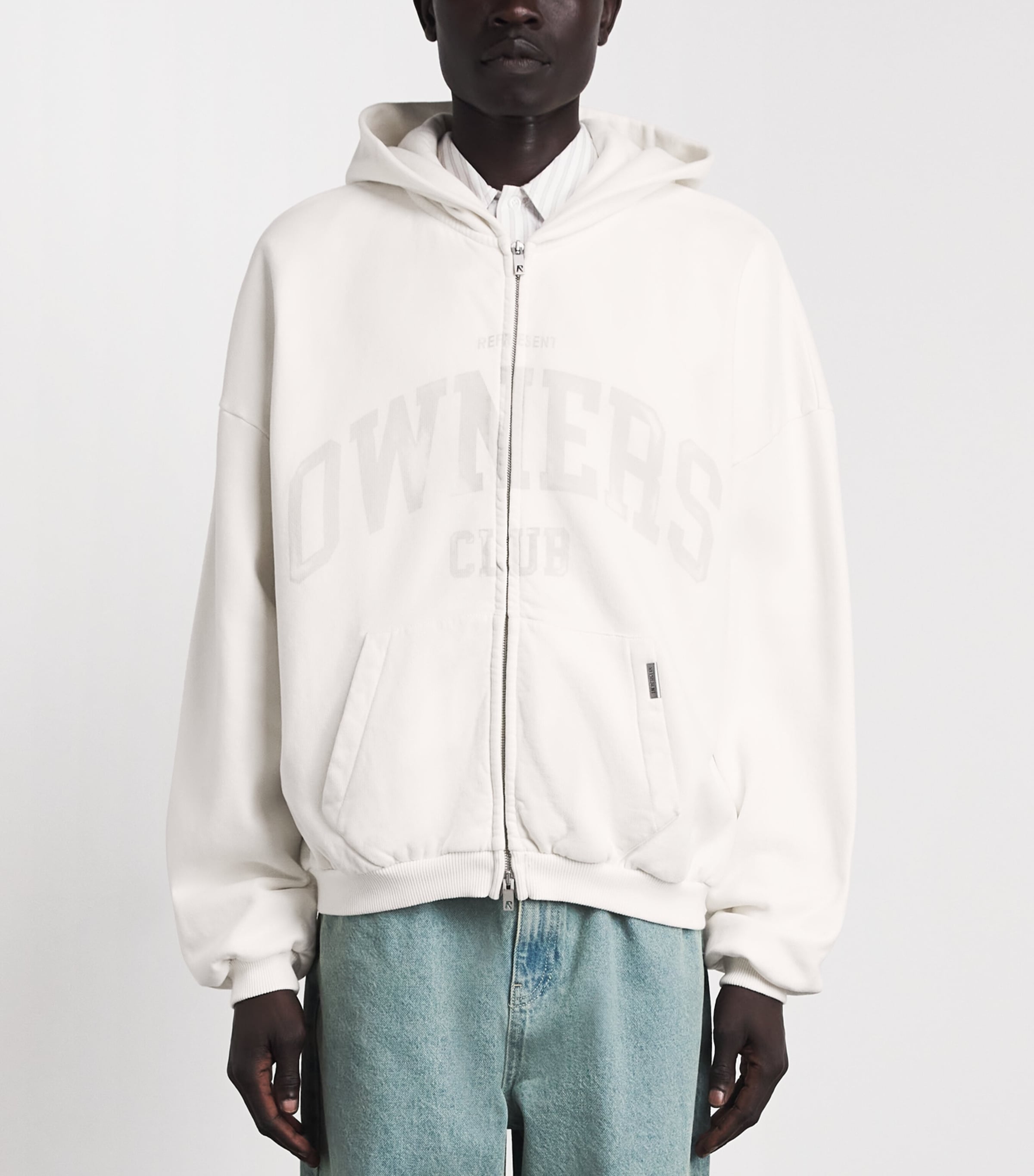 Represent Mens Cotton Owners Club Hoodie Chalk Image 4