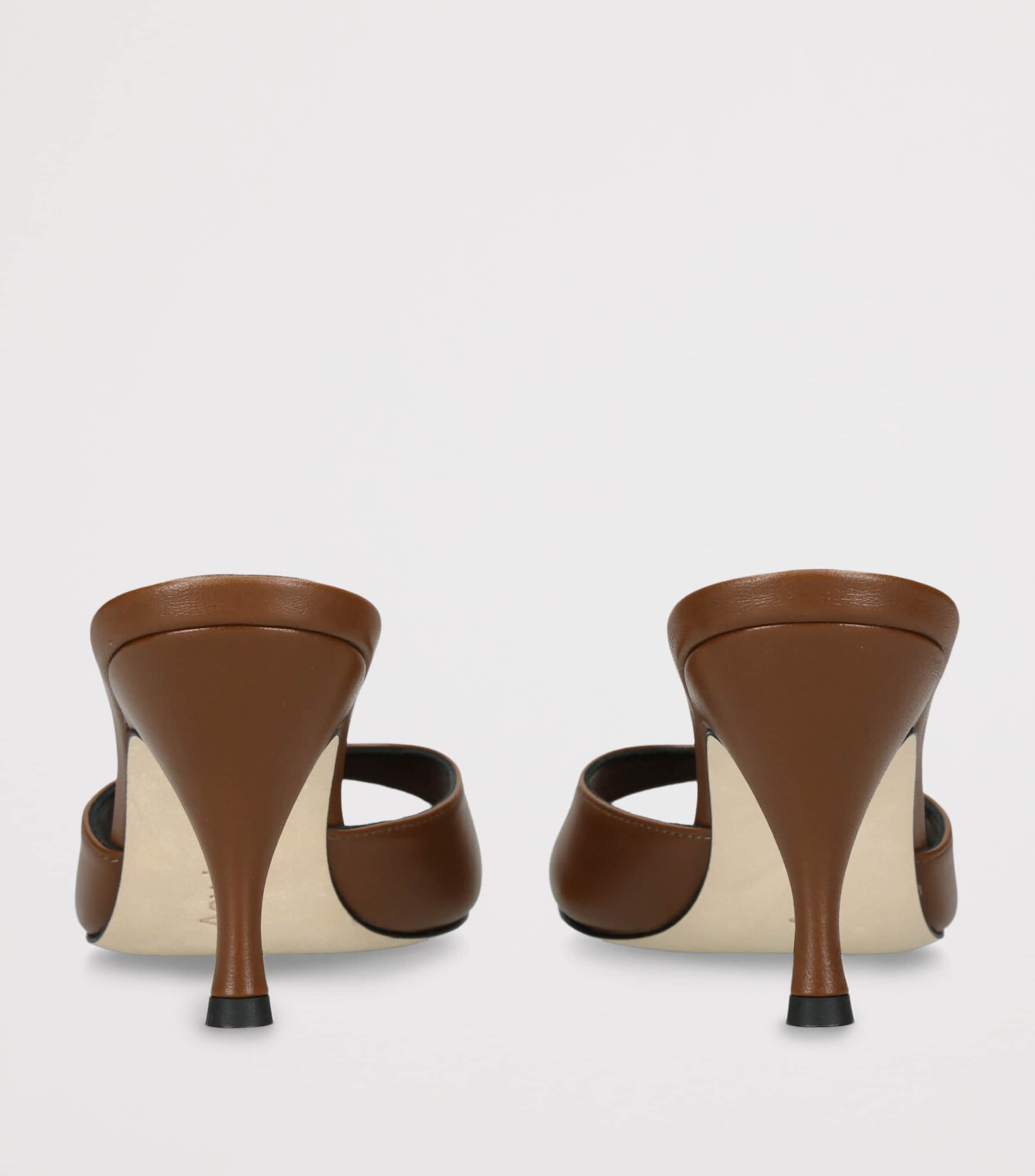 aeyde Leather Samia Heeled Mules 75 Mid Brown Image 2