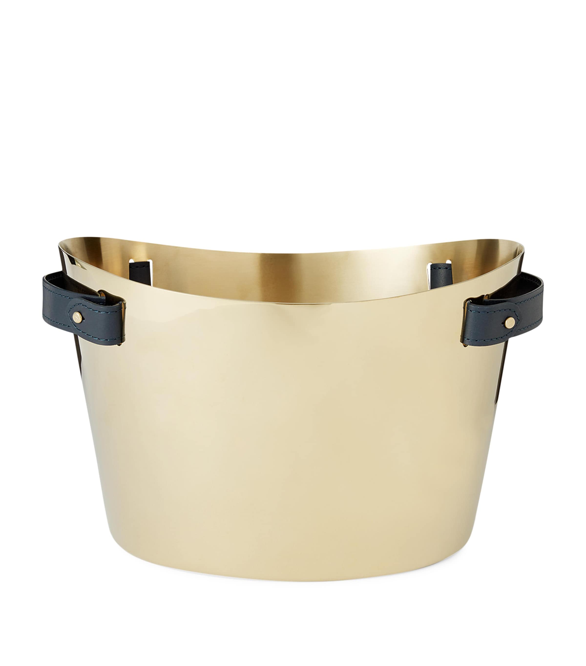 Stainless Steel Wyatt Double Champagne Cooler NAVY / GOLD Image 1