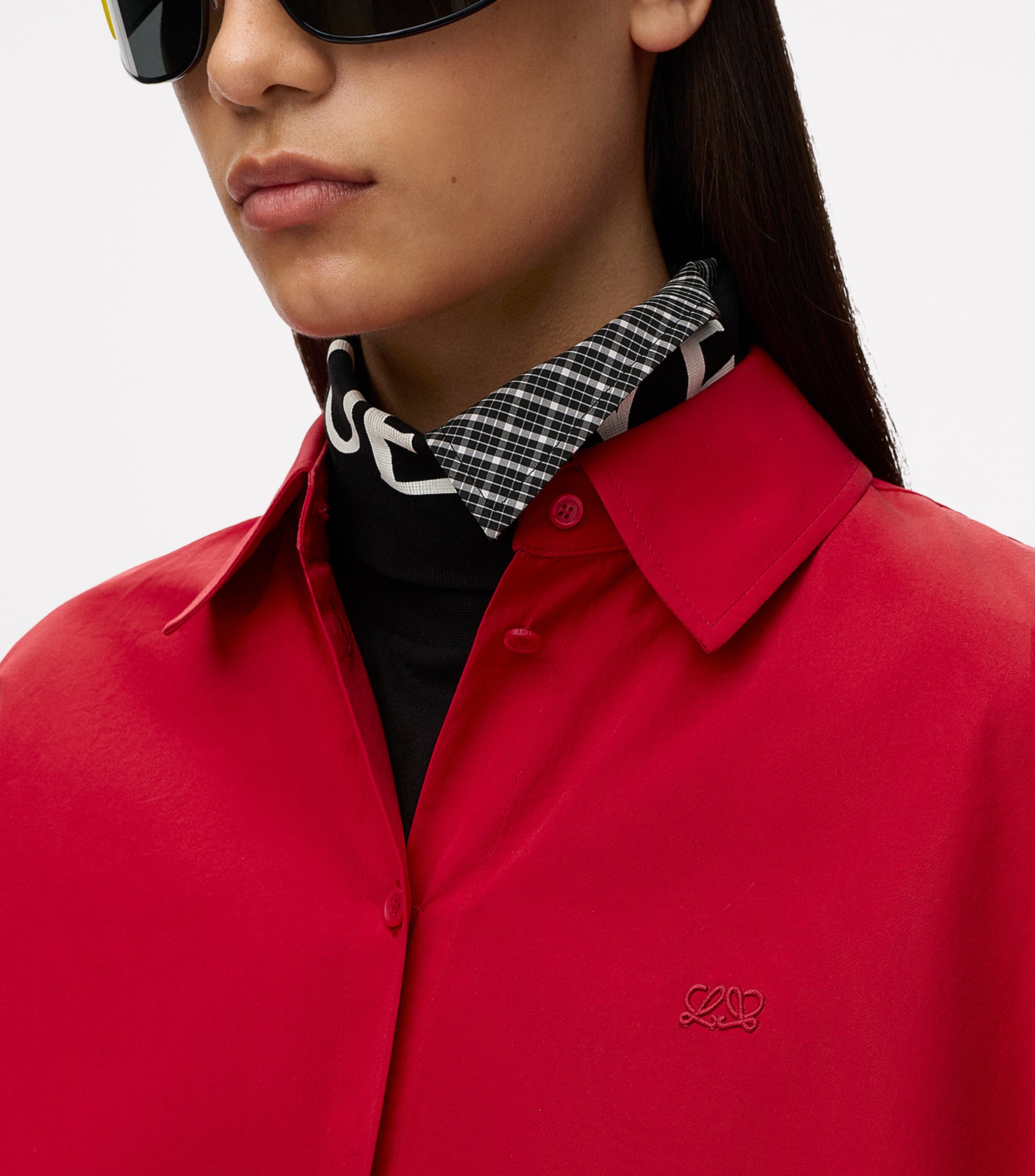 LOEWE Womens Cotton-Blend Trapeze Shirt Red Image 5