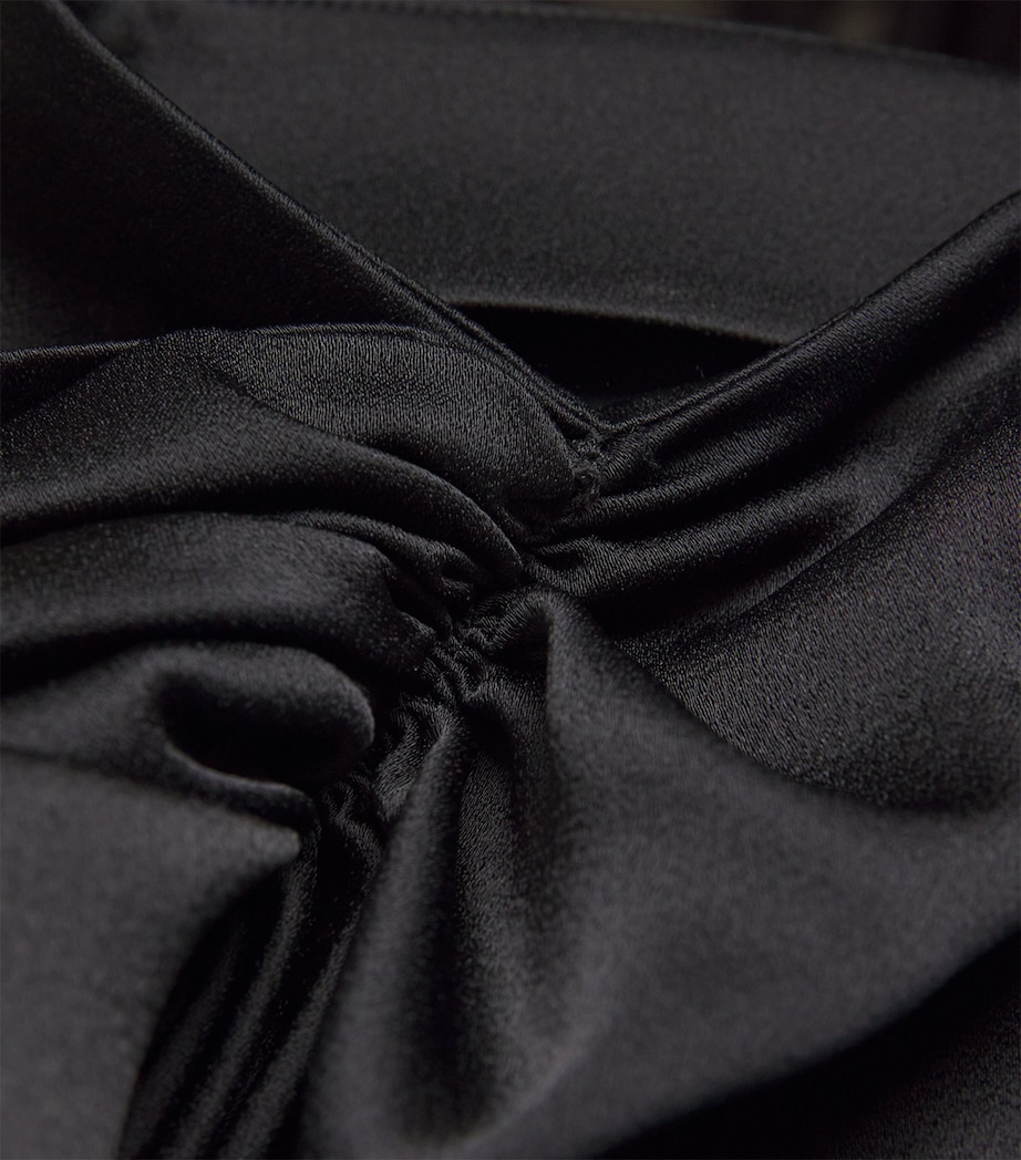 Satin Gathered Midi Skirt 1000 BLACK Image 5