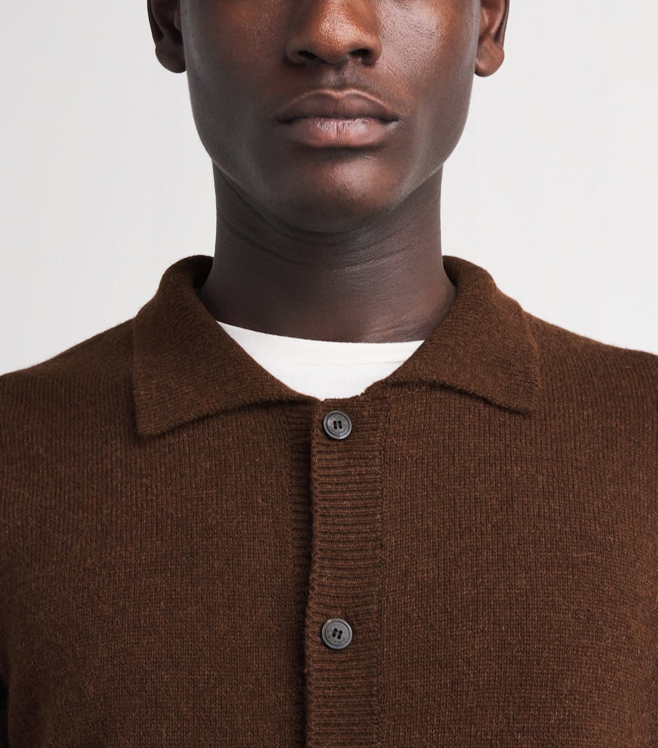 Le 17 Septembre Mens Wool-Alpaca Collar Cardigan Brown Image 3