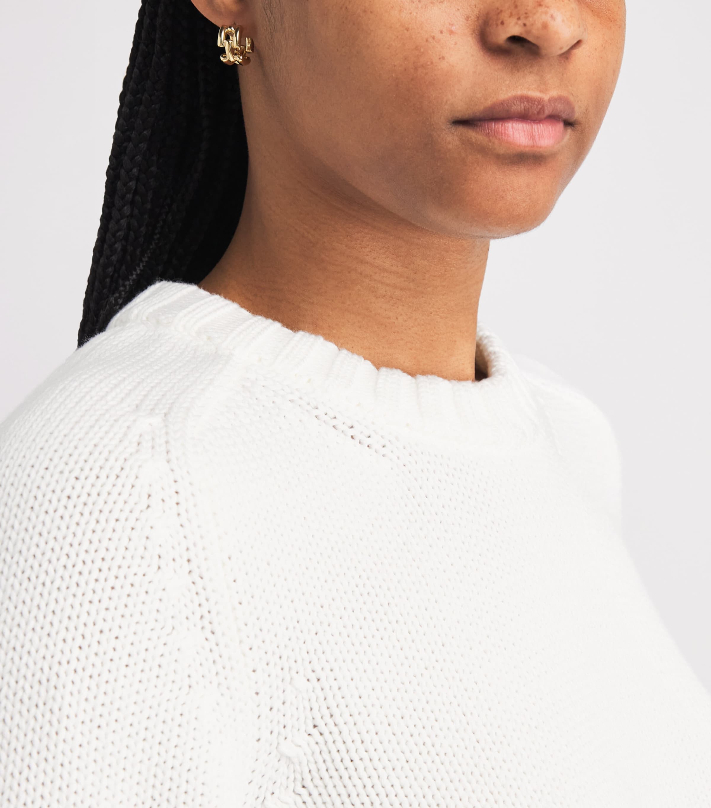 ME+EM Womens Organic Cotton Essential Crop Sweater Optic White Image 3