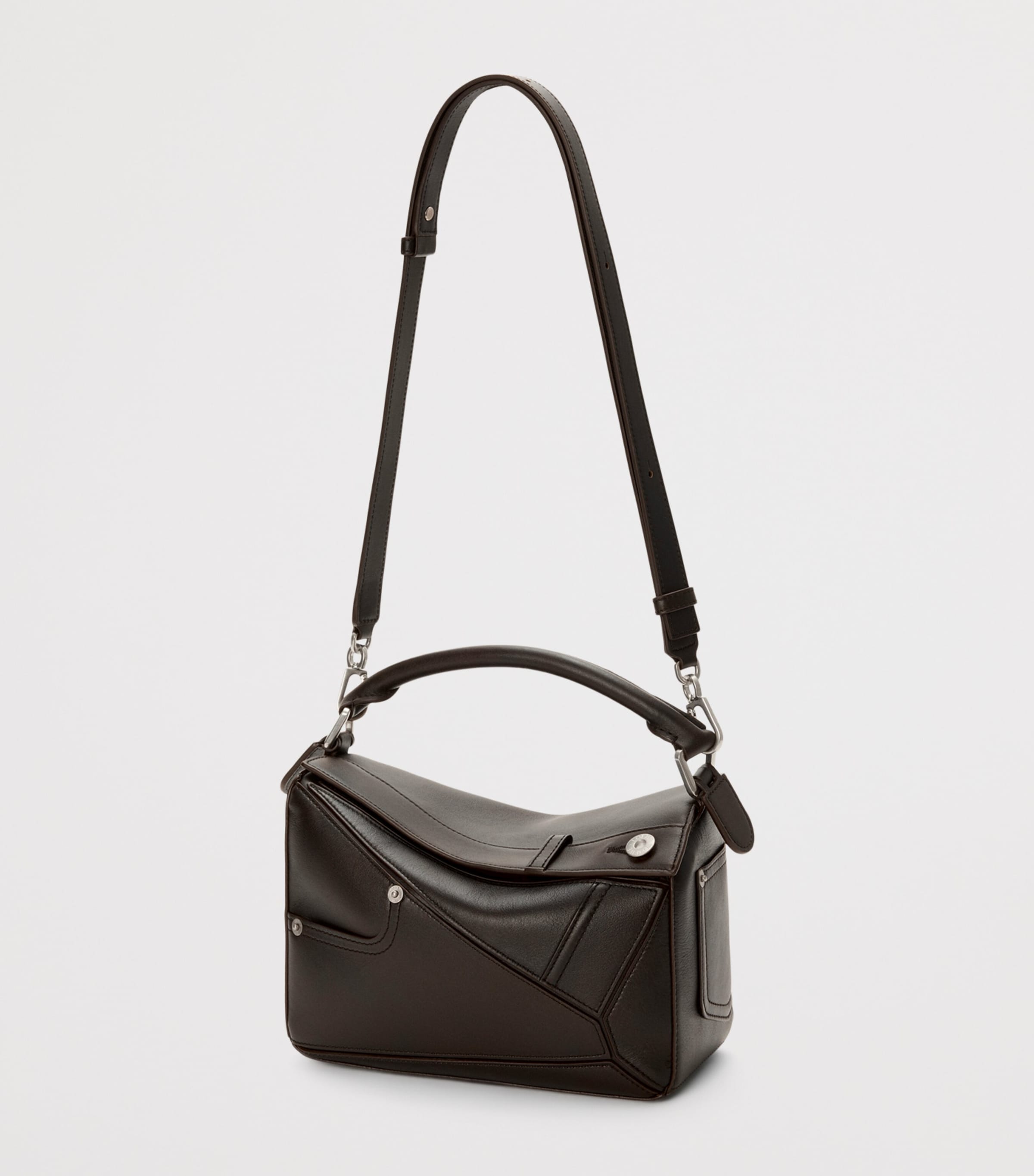 Small Calfskin Puzzle Panta Top-Handle Bag VINTAGE BROWN Image 6