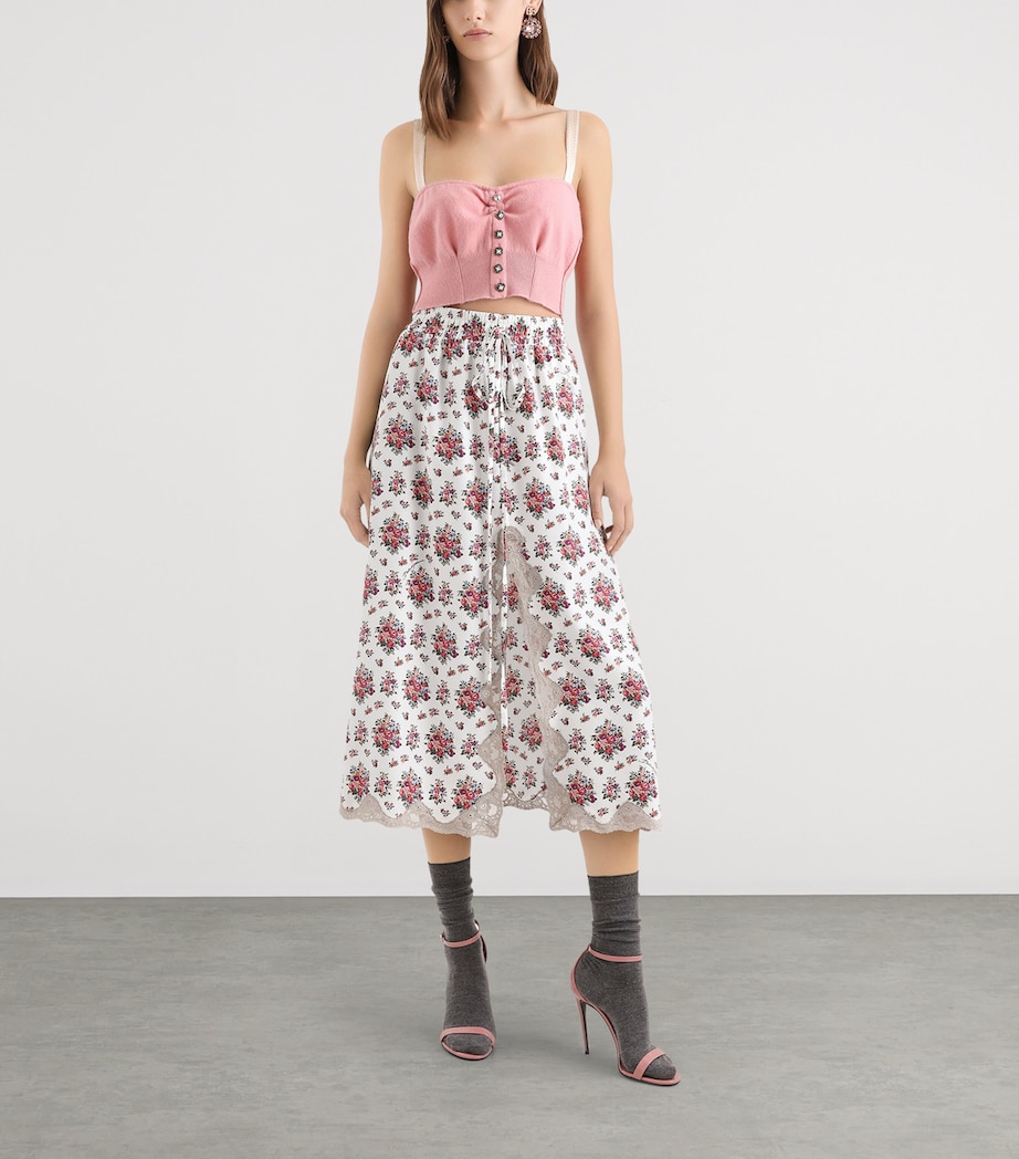 Dolce&Gabbana Womens Silk-Blend Floral Midi Skirt Mazz Image 2
