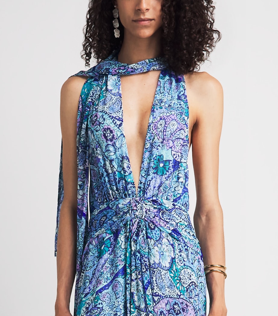 Rixo Womens Chiffon Alaina Maxi Dress Paisley Floral Blue Image 5