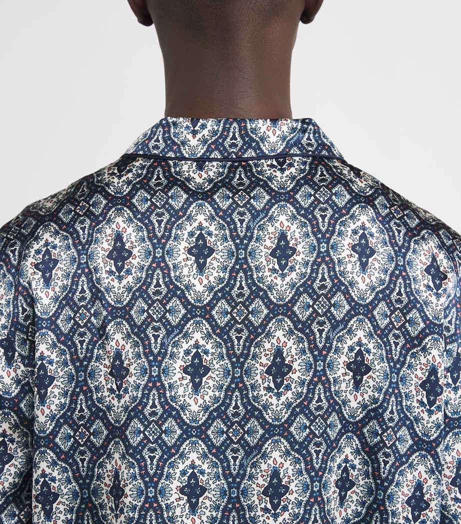 Silk Geometric Tile Print Pyjama Set NAVY Image 4