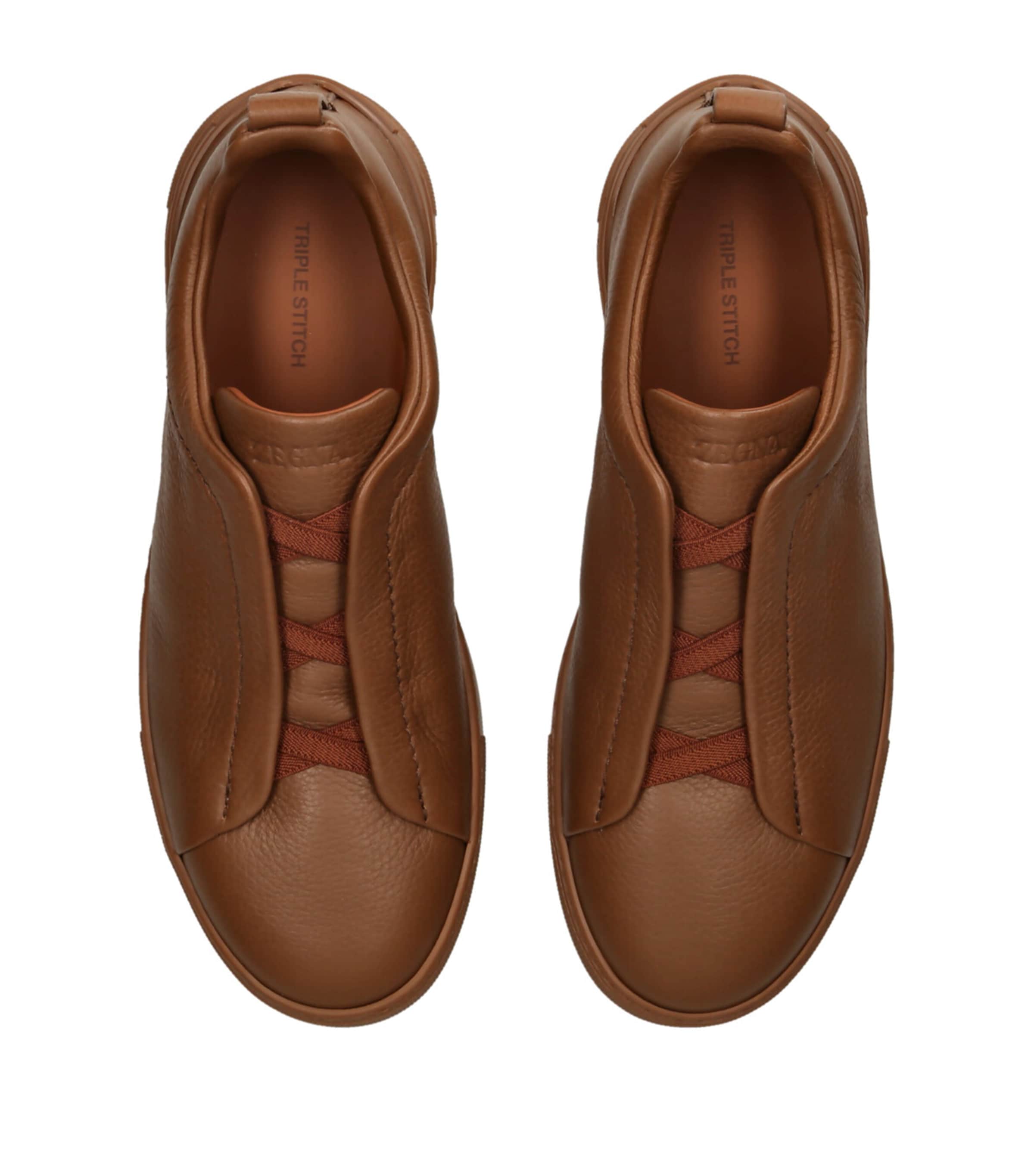 Deerskin Triple Stitch Sneakers TAN Image 4