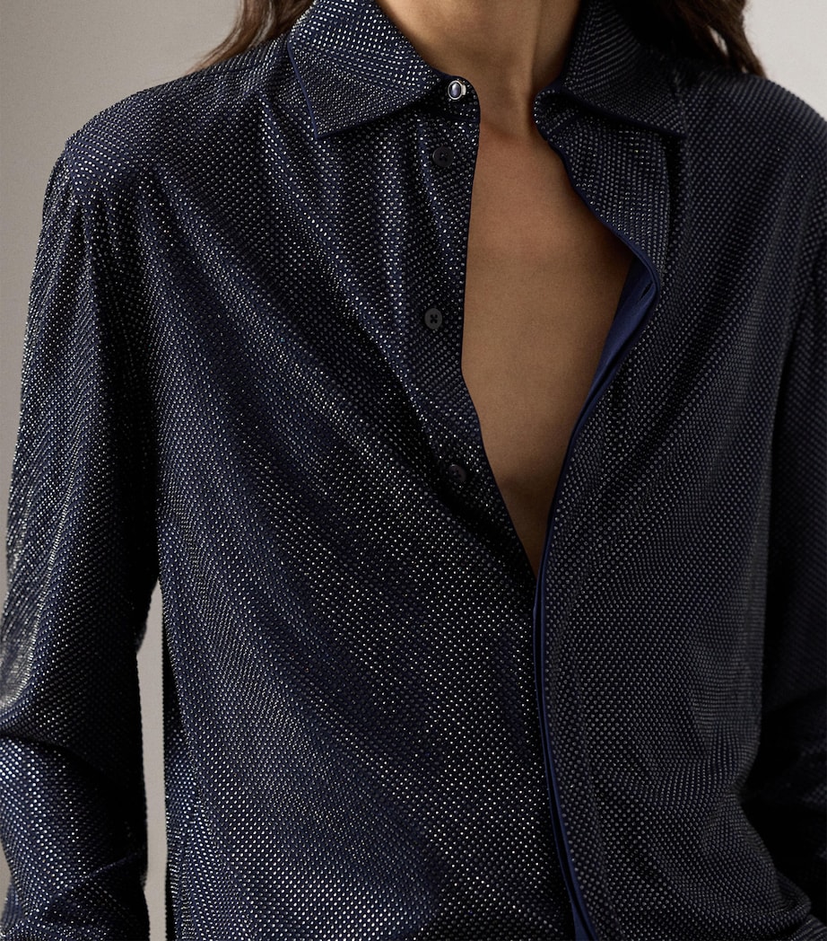 Ralph Lauren Collection Womens Silk Embellished Adrien Shirt Navy Image 5