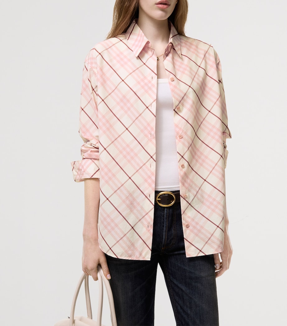 Burberry Womens Cotton Check Shirt Flora Pink Ip Check Image 2