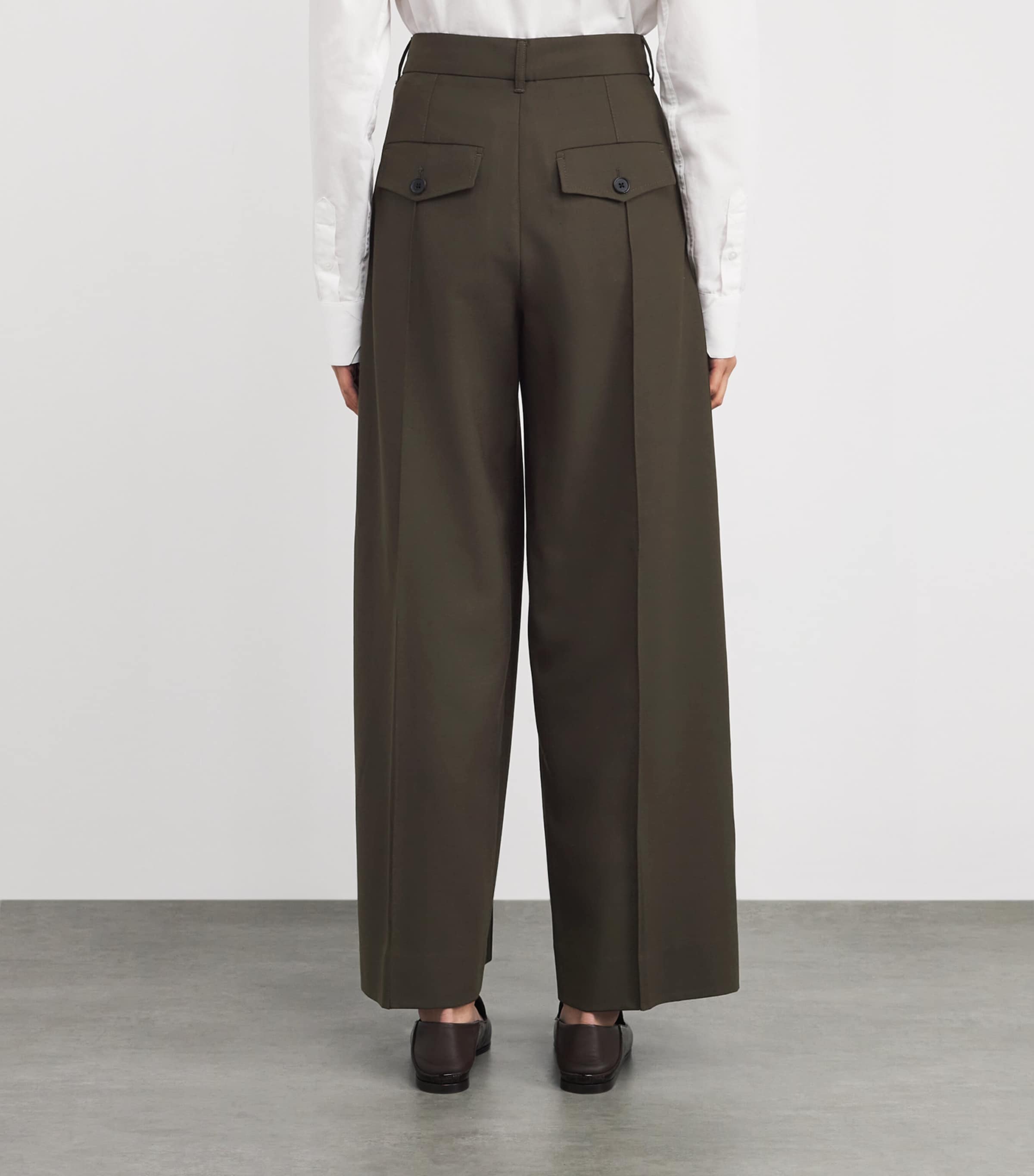 Pintuck Tapered Trousers INTENSE OLIVE Image 4