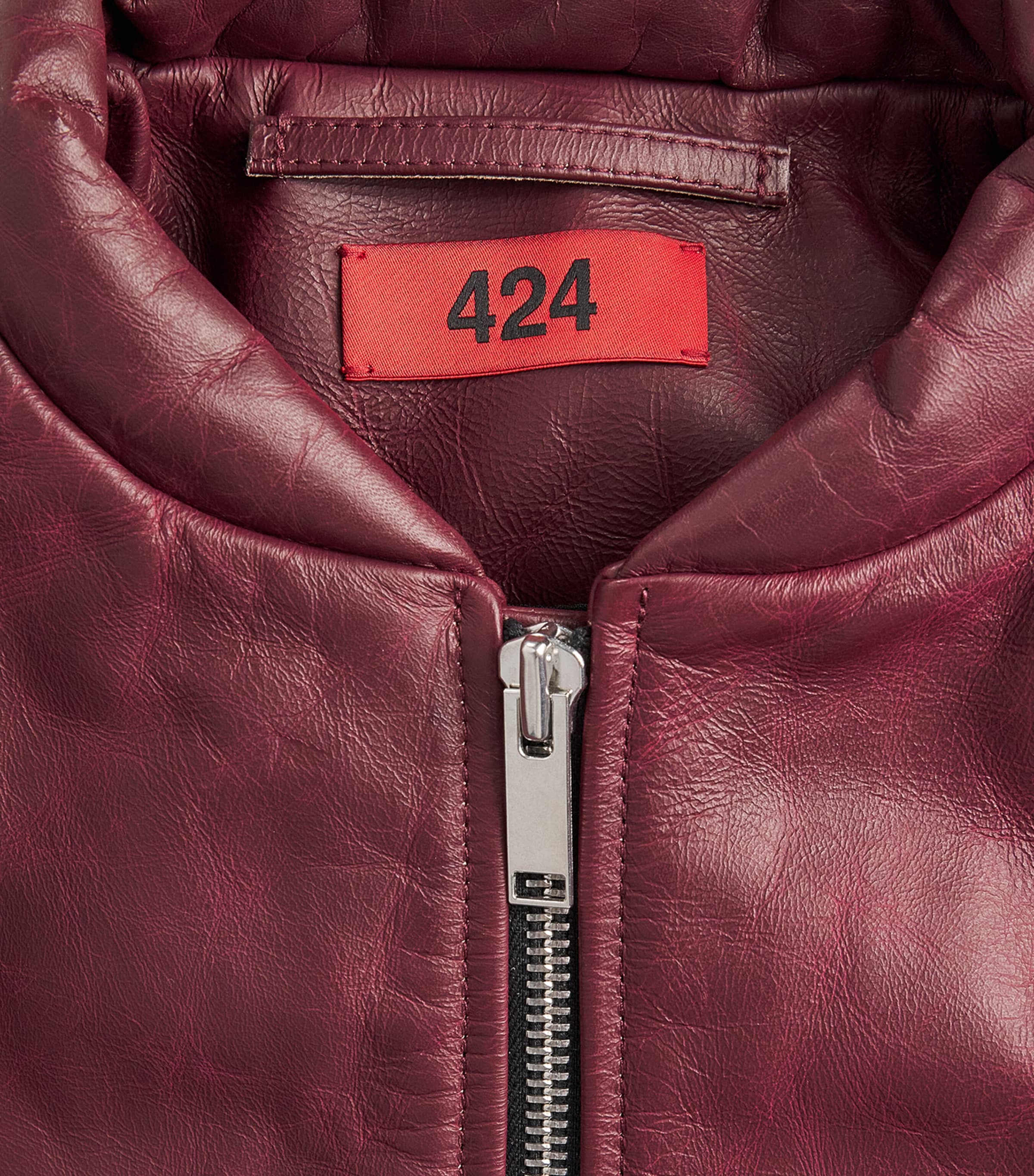 424 Mens Leather Bomber Jacket Pigeon Bld Image 6
