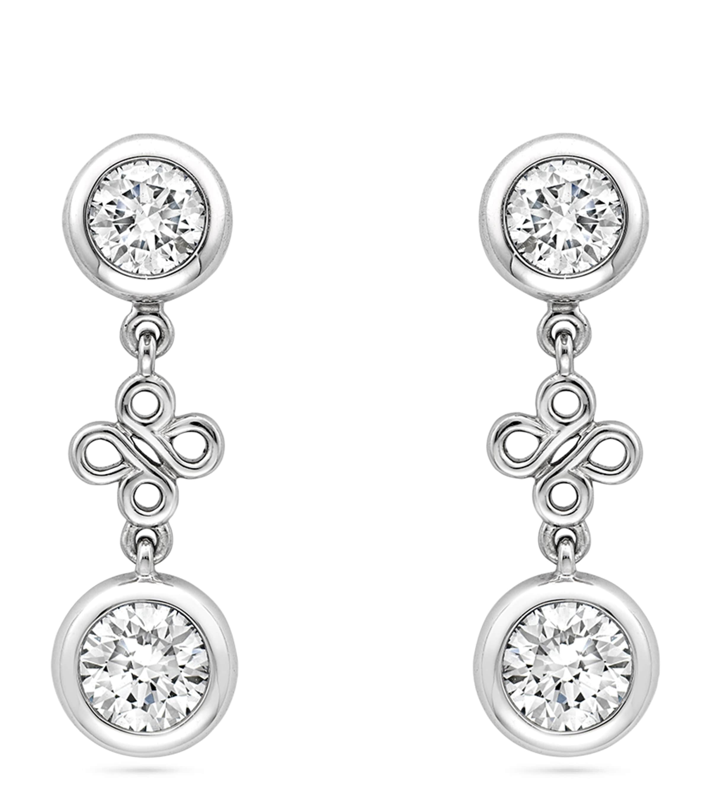 Boodles Platinum And Diamond Beach Earrings In Silver