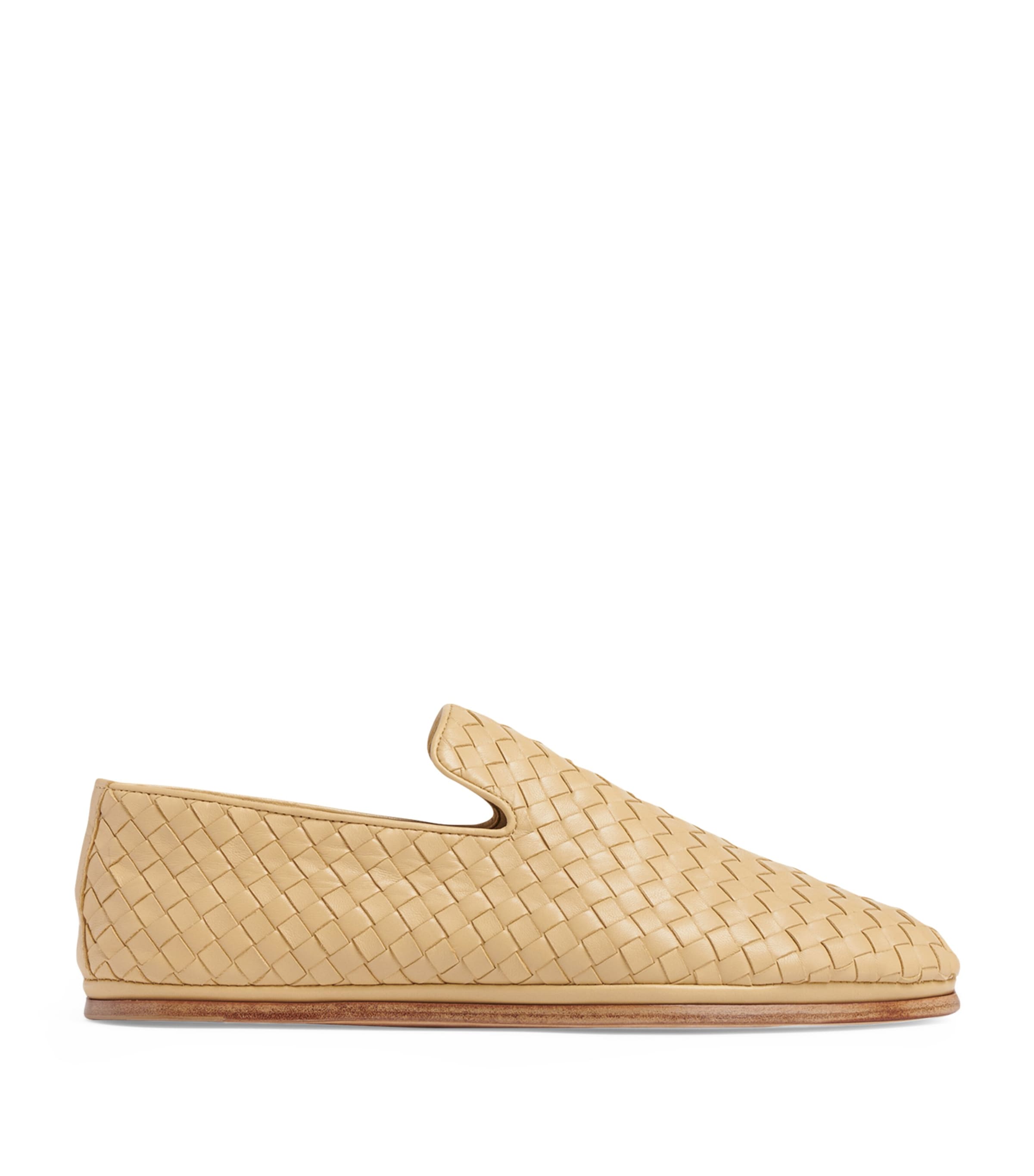 Bottega Veneta Leather Intrecciato Slippers In Brown