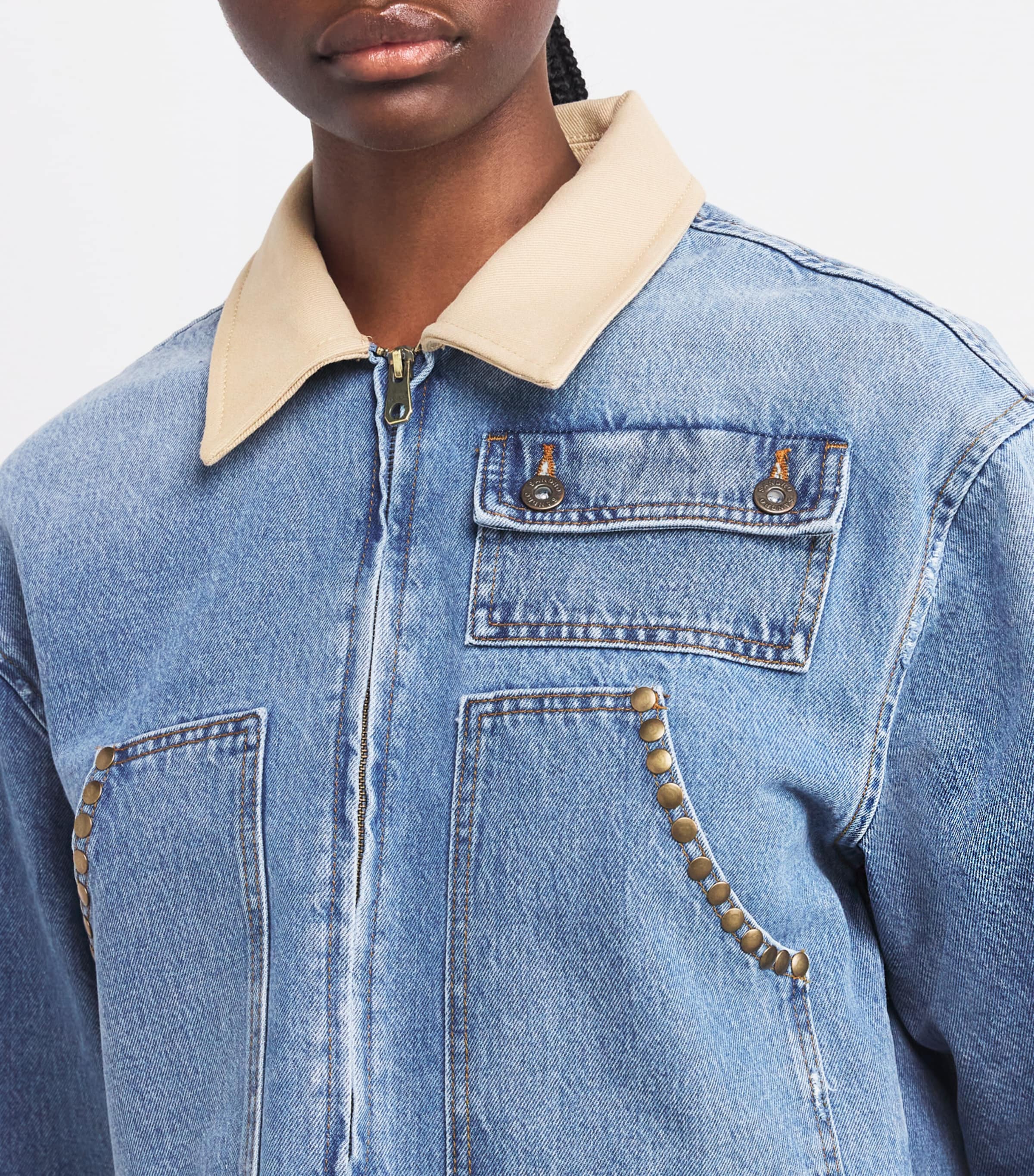 Sandro Paris Contrast-Collar Denim Jacket | Harrods US