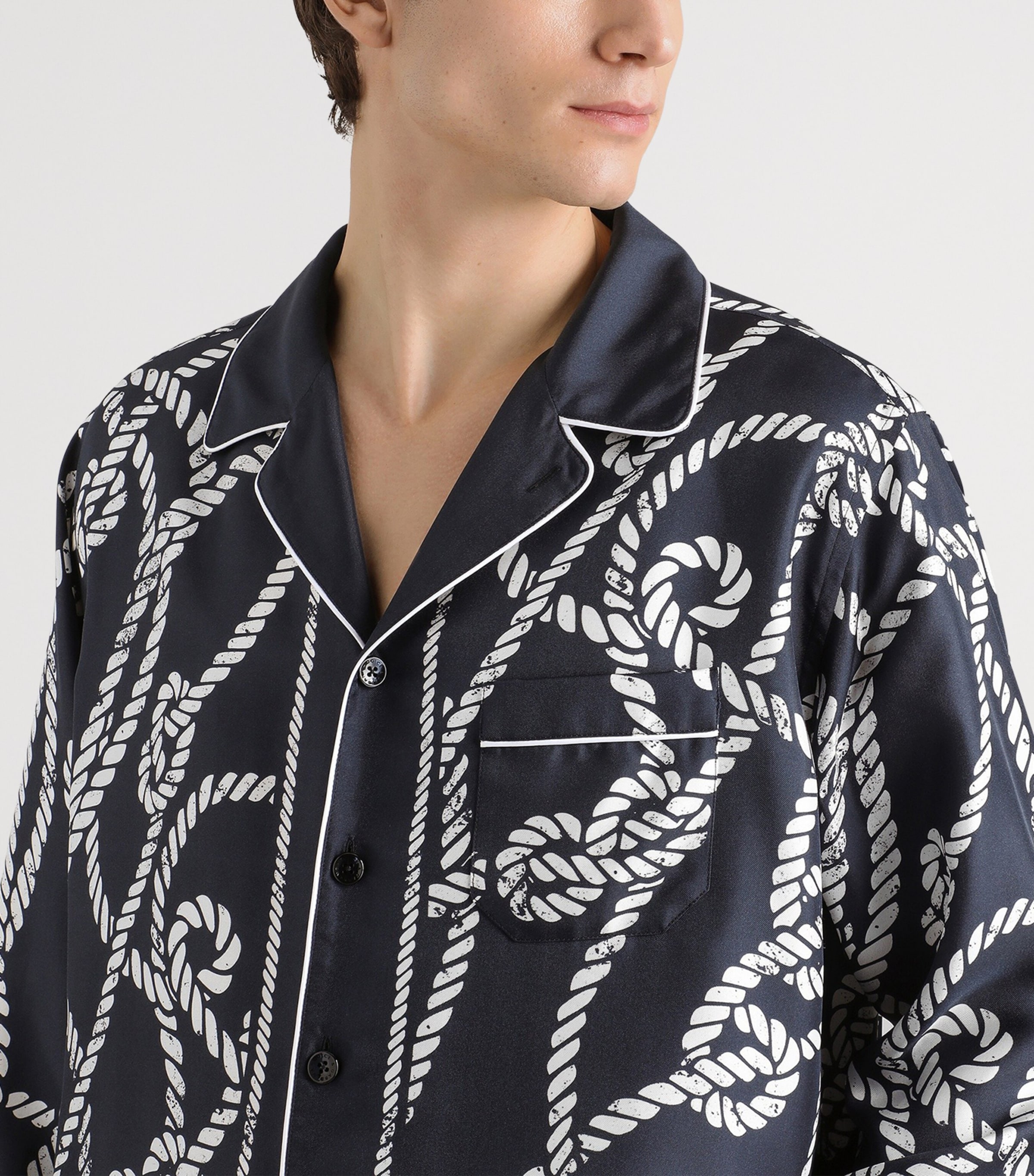 Dolce&Gabbana Mens Silk Marina Shirt Corde F.blu Na Image 3