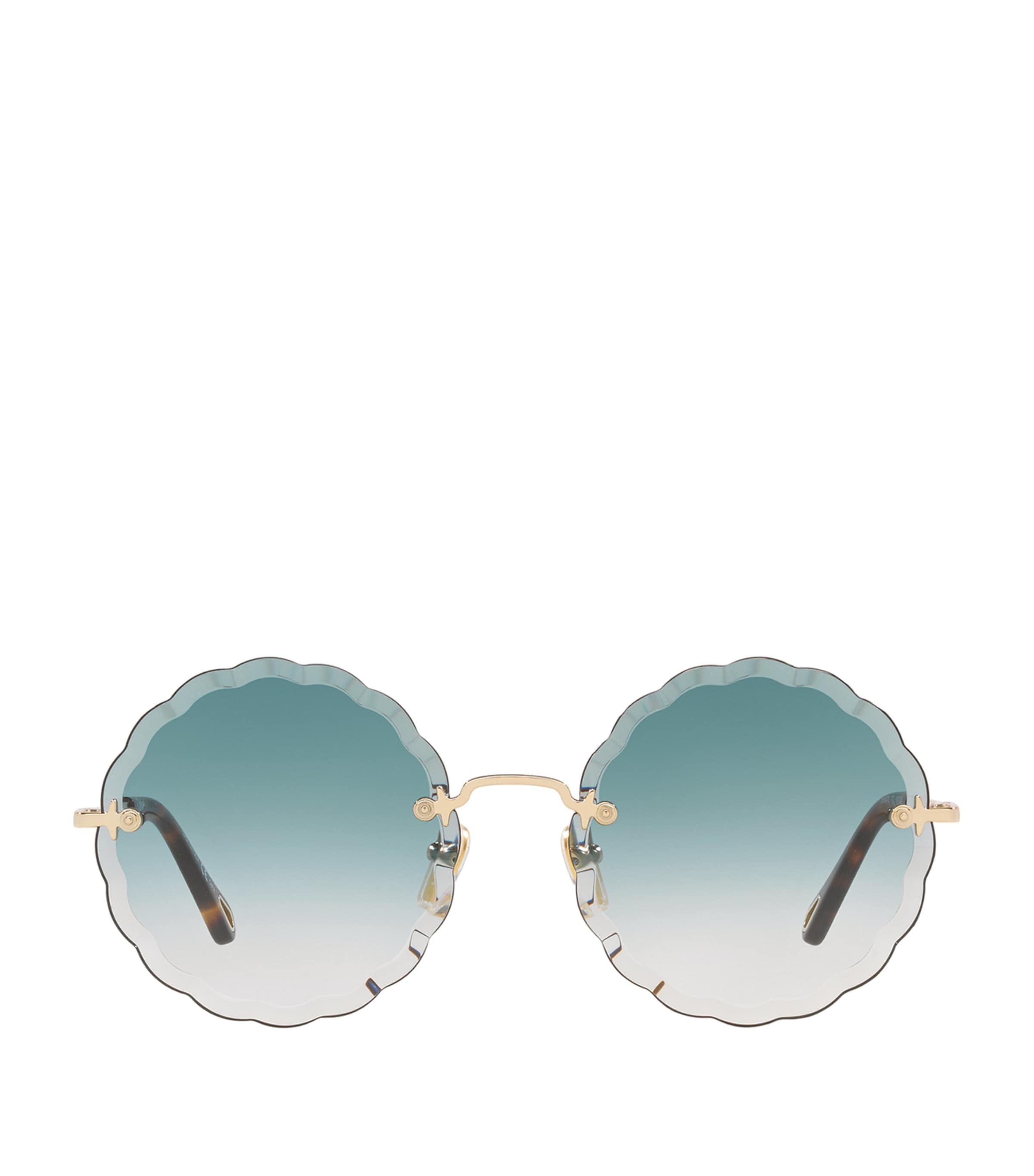 Chloé Chloe Womens Gold Ch0047s Metal Scalloped Round-frame Sunglasses In Gold