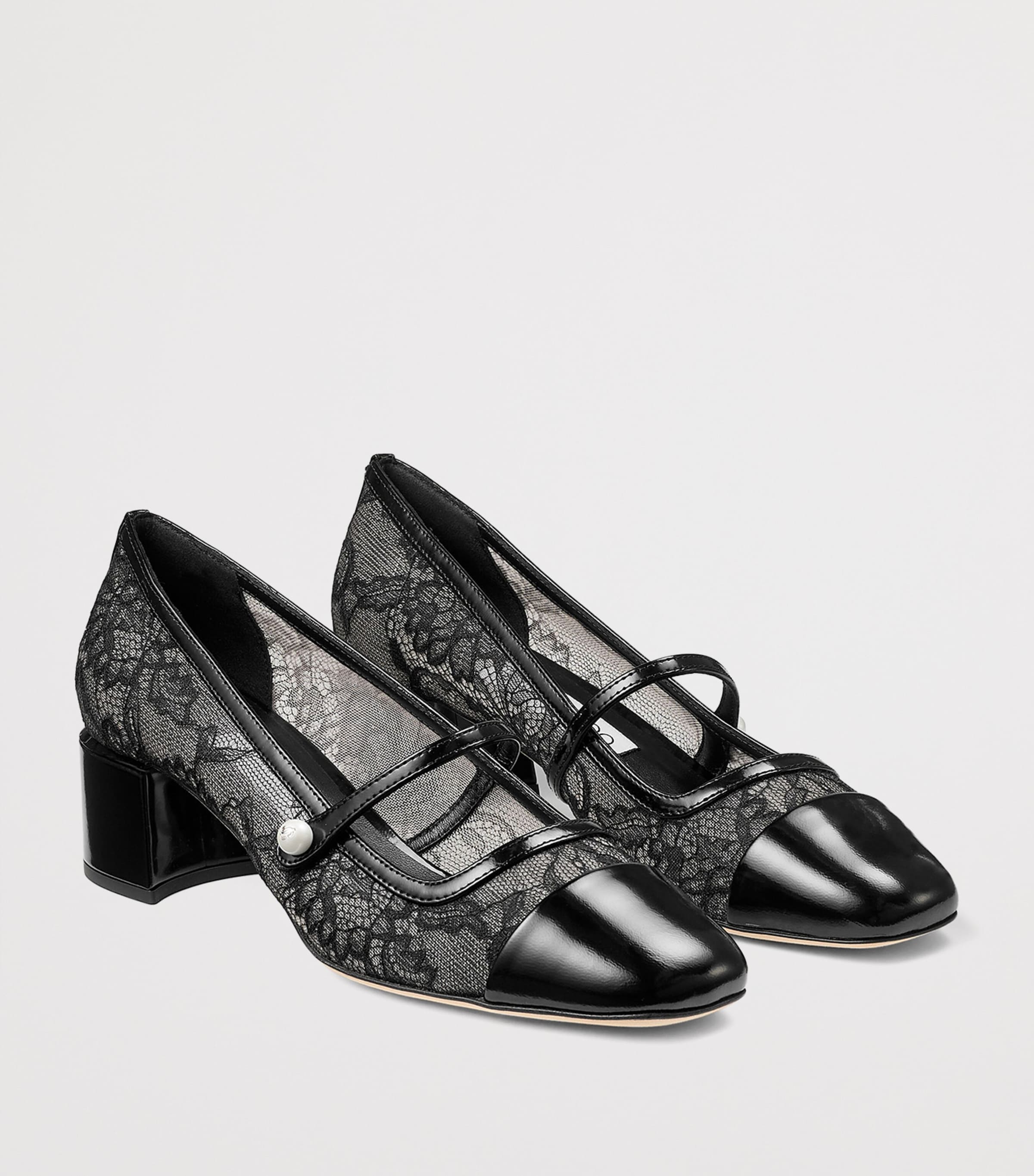 Elisa 45 Lace Mary Jane Pumps BLACK/BLACK Image 2