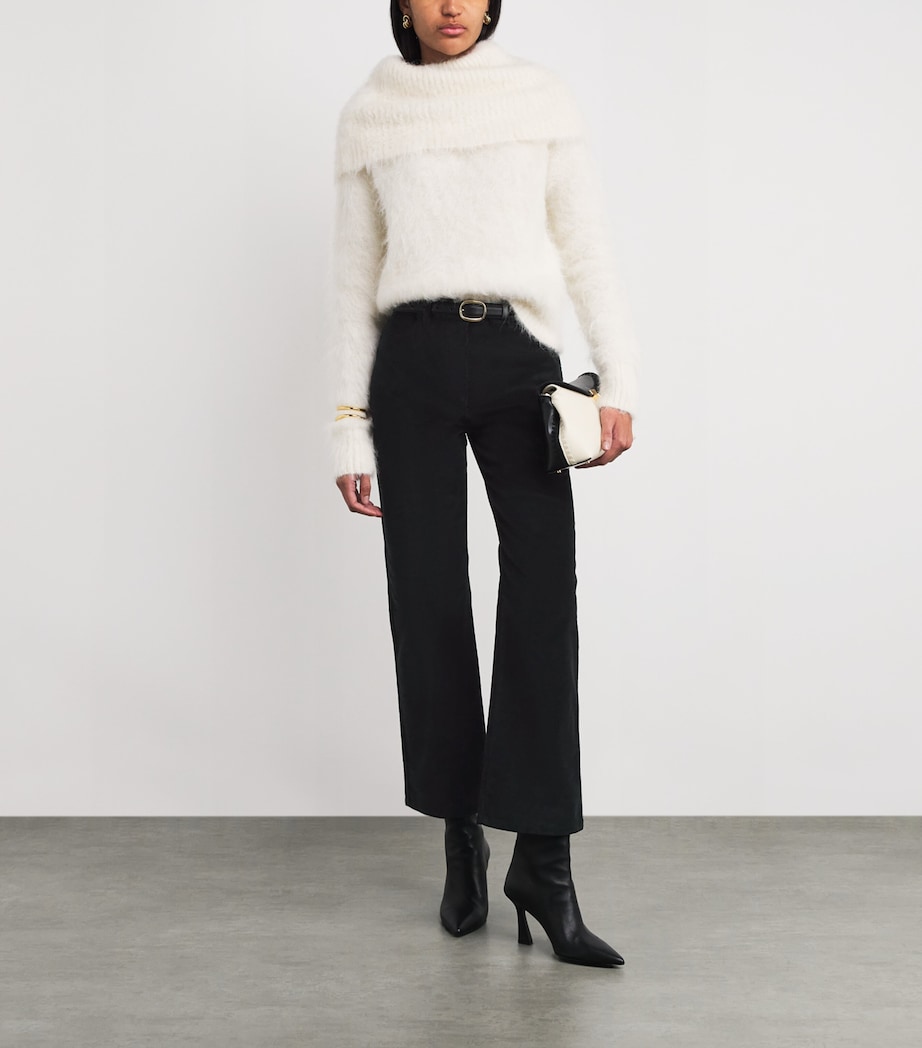 Cotton Corduroy Straight Trousers 001 BLACK Image 2