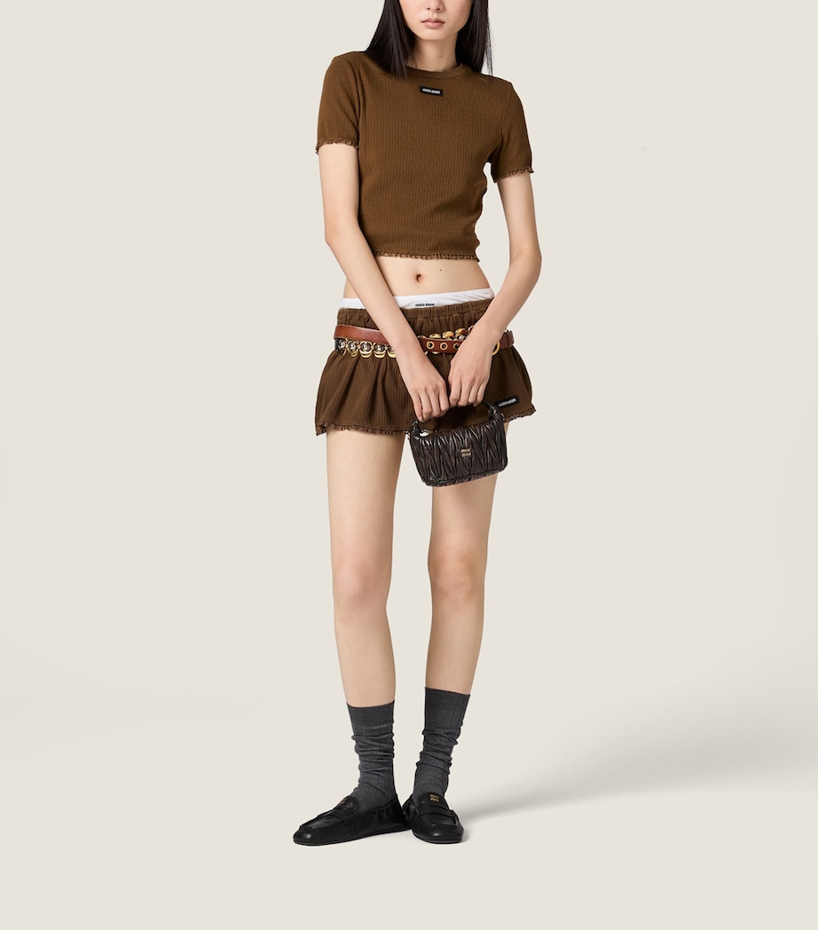 Miu Miu Womens Cotton Pointelle Cropped T-shirt Image 2