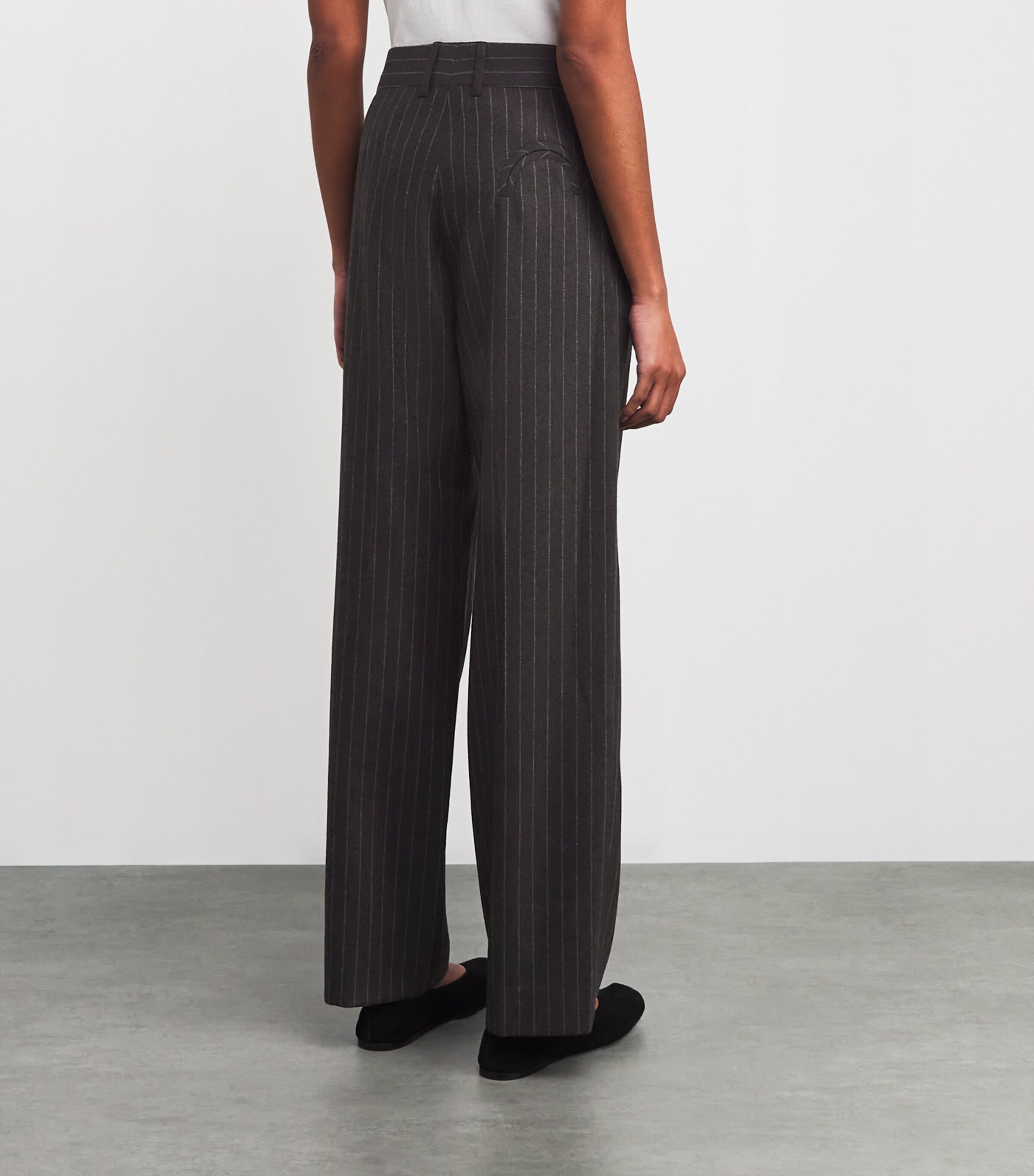 Blazé Milano Womens Wool-Cashmere Pinstripe Fox Trousers Choco Image 4