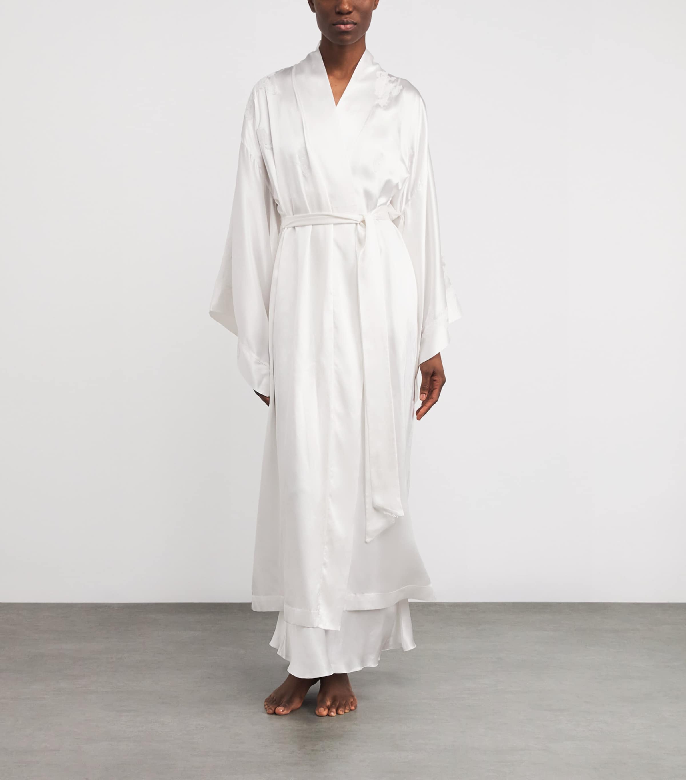 Silk Maxi Kimono Robe WHITE/WHITE Image 2