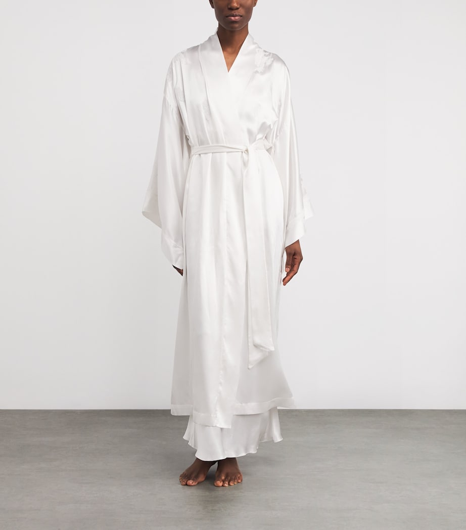 Silk Maxi Kimono Robe WHITE/WHITE Image 2