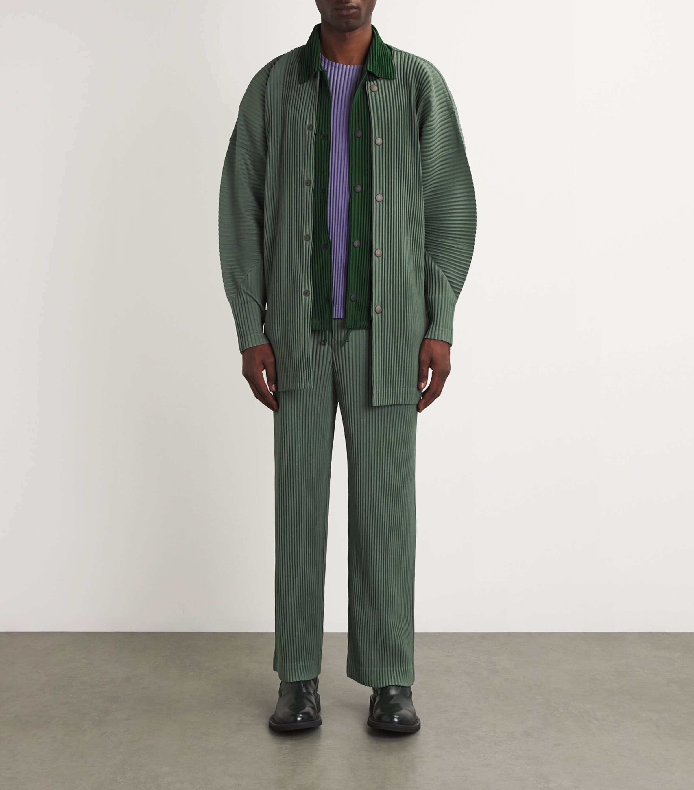 Pleated Straight Trousers 63 MOSS GREEN Image 2