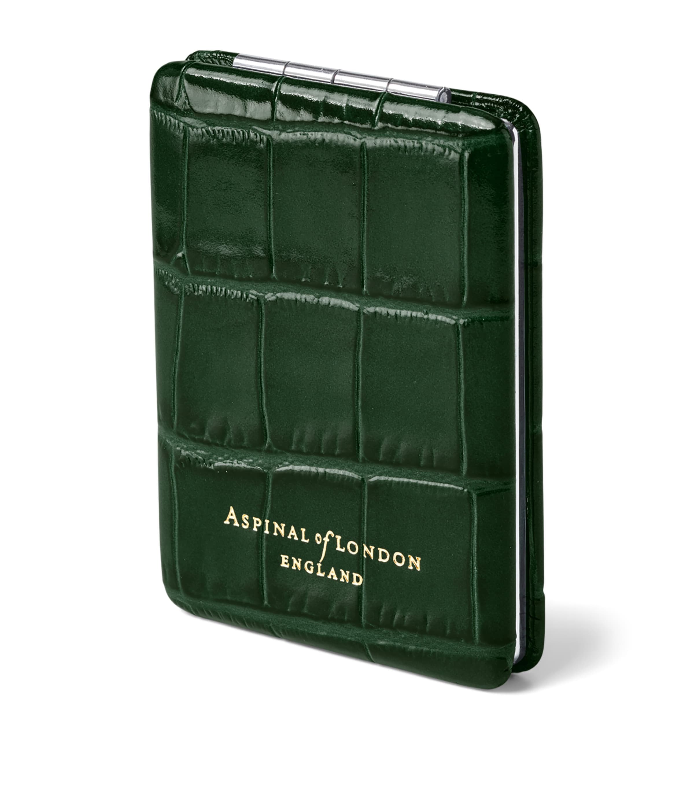 Aspinal Of London Croc-Embossed Leather Handbag Mirror Evergreen