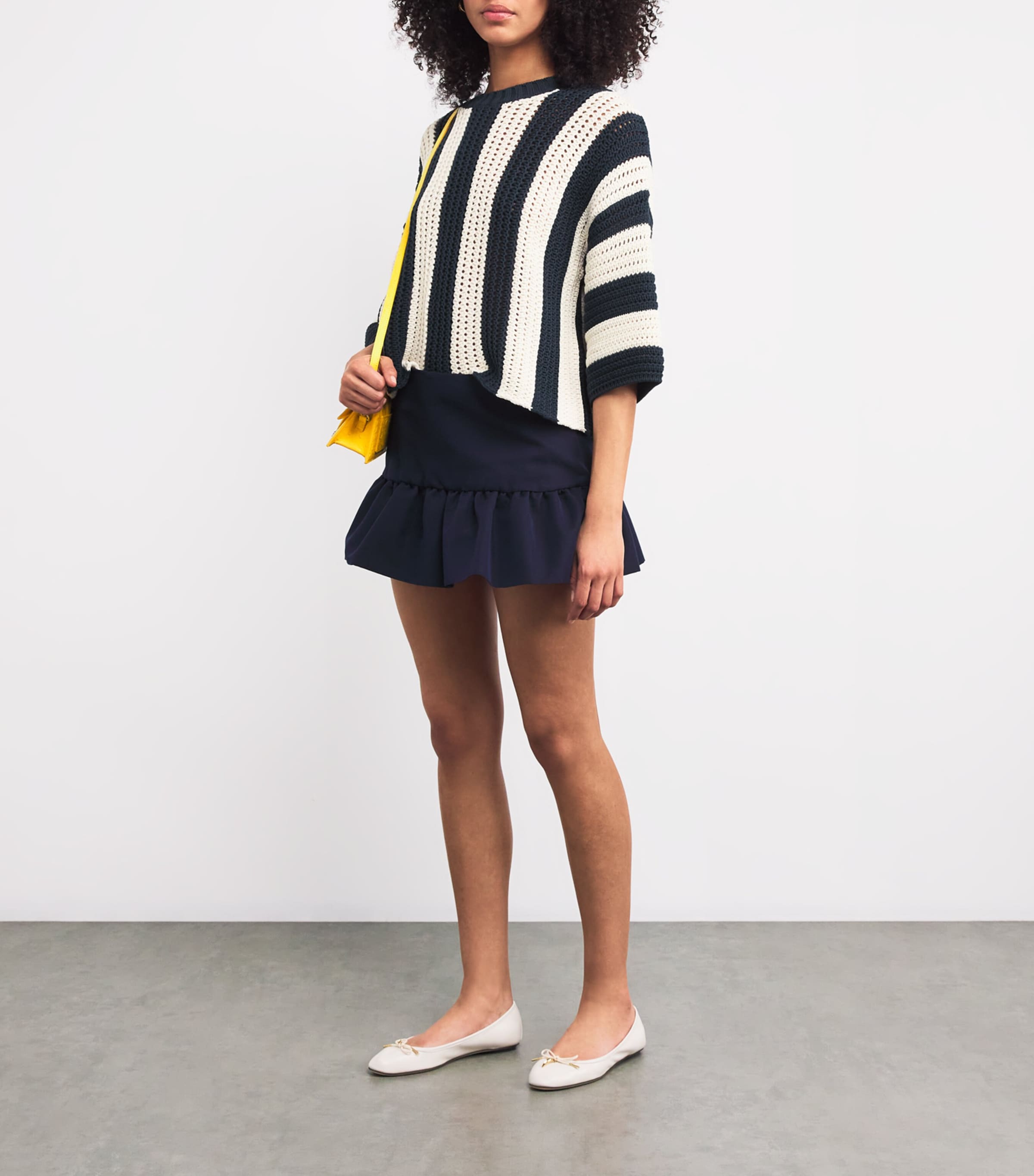 Cotton-Blend Striped Sweater NAVY Image 2