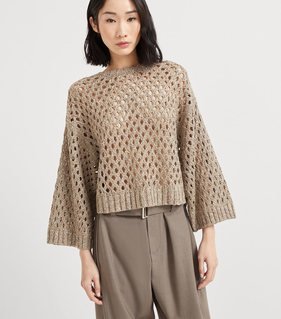Silk-Linen-Blend Net Sweater C9545 Image 2