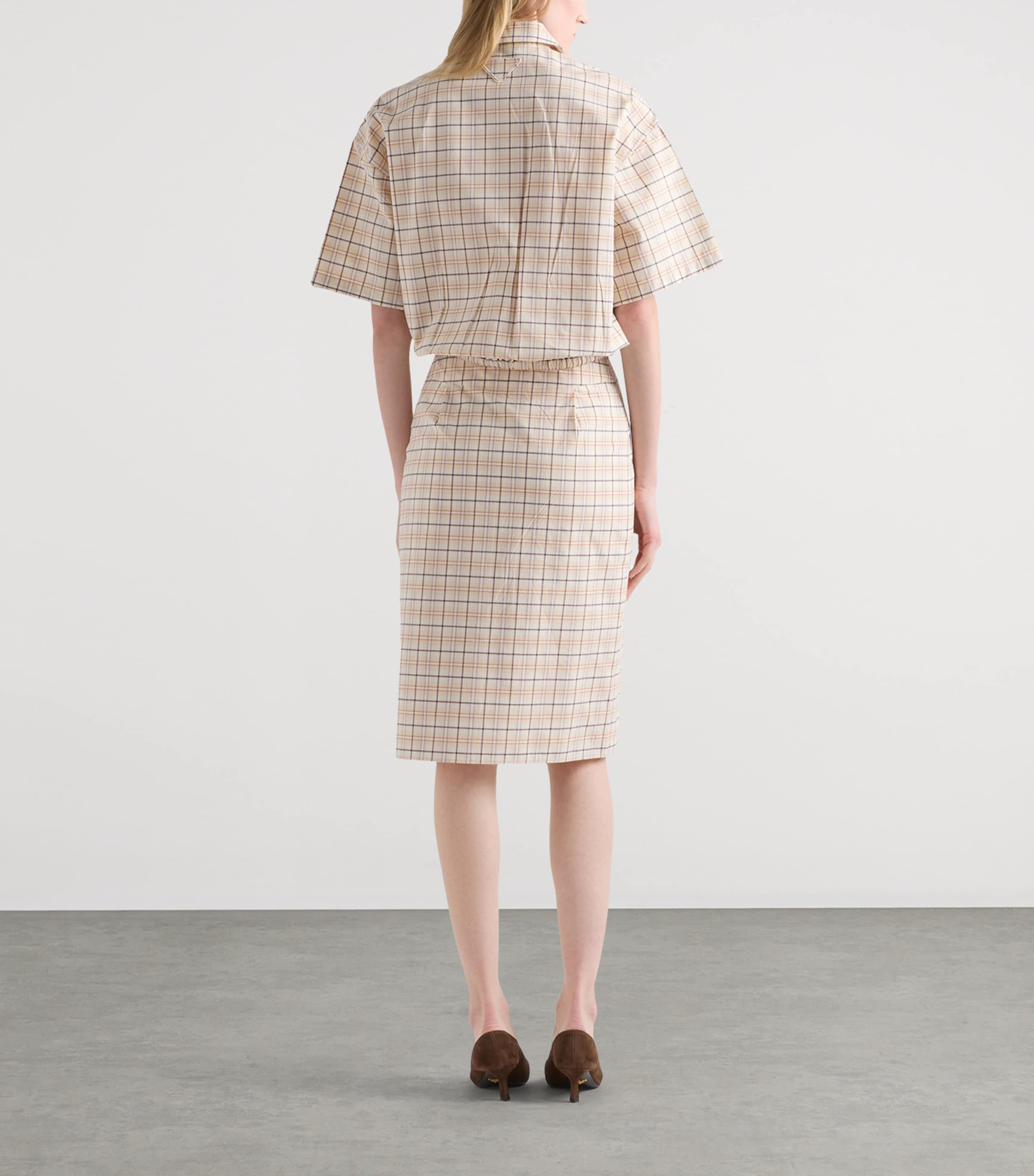 Prada Womens Cotton Embroidered Check Shirt Image 5